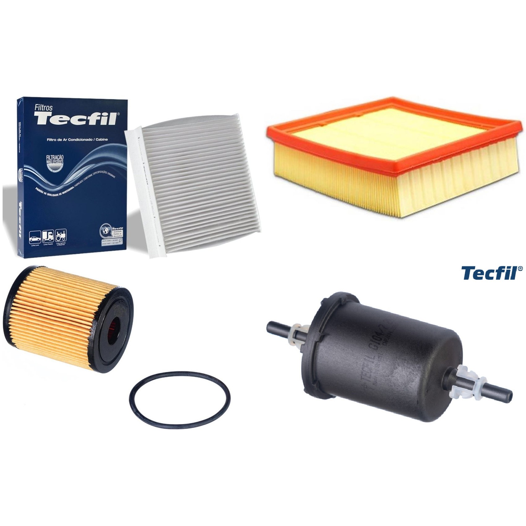 Kit Filtros de Ar do Motor, Óleo, Cabine e Combustível - Tecfil - ACP904 / ARL4155 / GI04/7 / PEL119
