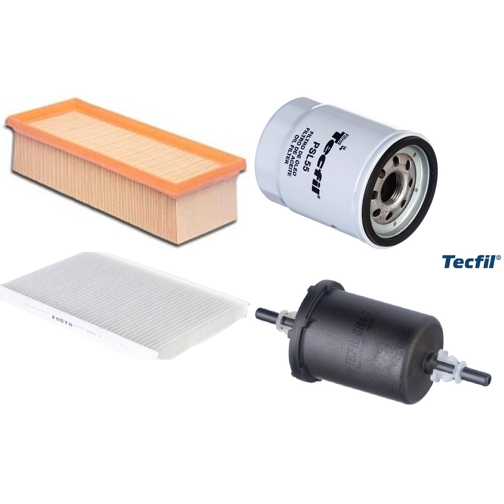 Kit Filtros de Ar do Motor, Óleo, Cabine e Combustível - Tecfil - ACP103 / ARL4152 / GI04/7 / PSL55