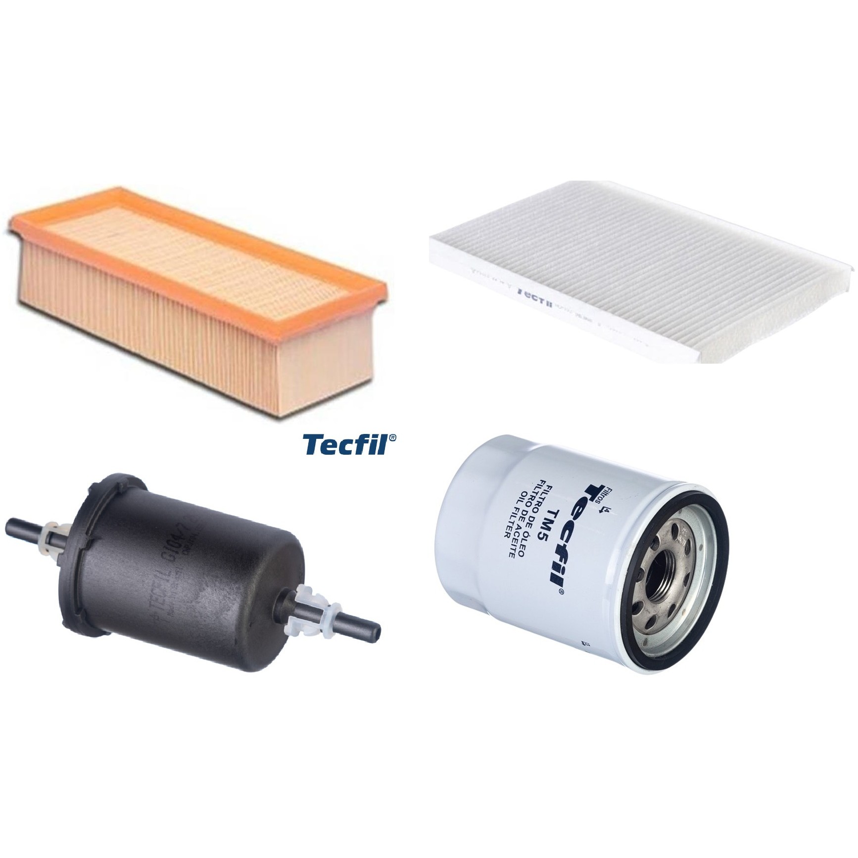Kit Filtros de Ar do Motor, Óleo, Cabine e Combustível - Tecfil - ACP103 / ARL4152 / GI04/7 / PSL55M-(TM5)