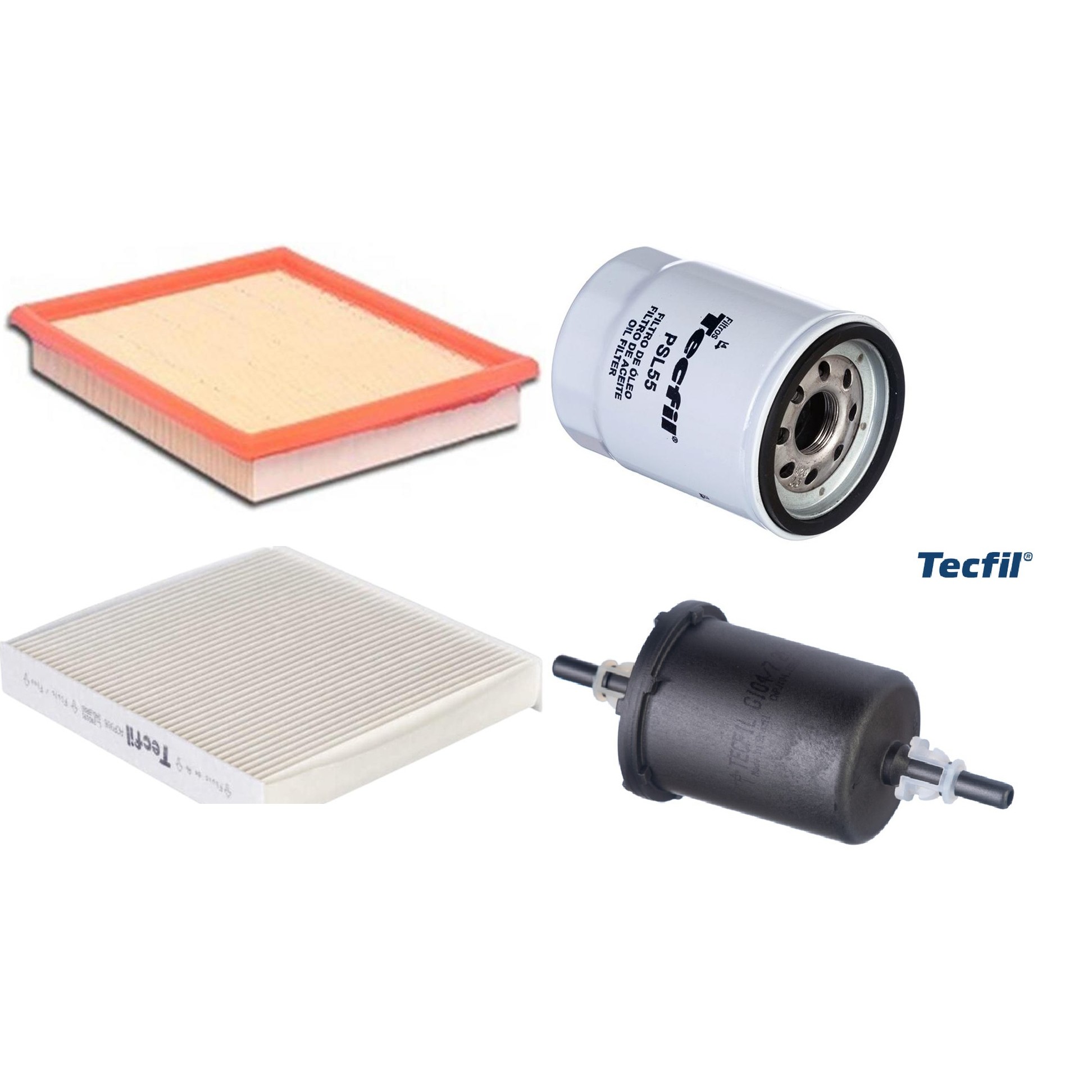 Kit Filtros de Ar do Motor, Óleo, Cabine e Combustível - Tecfil - ACP906 / ARL4150 / GI04/7 / PSL55