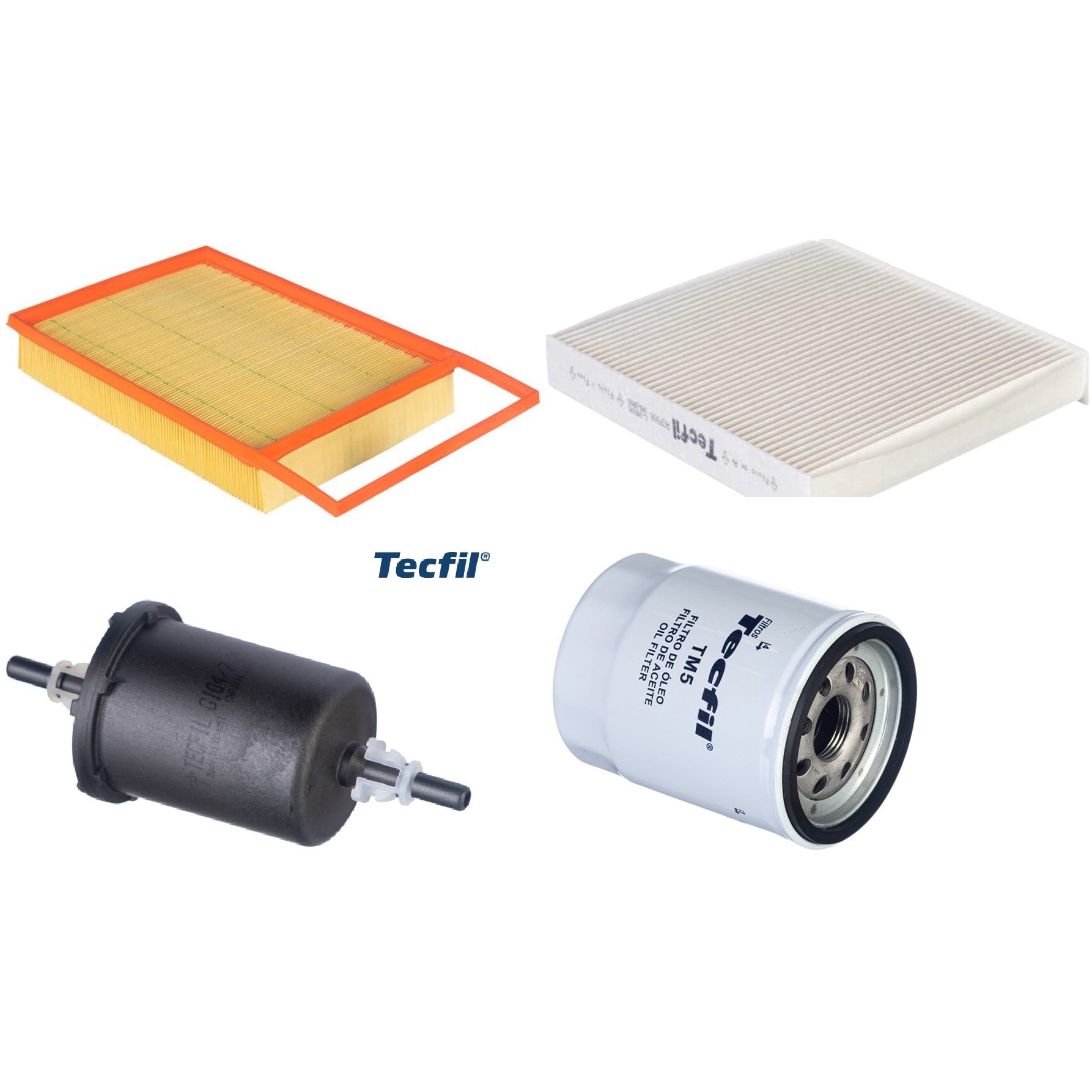Kit Filtros de Ar do Motor, Óleo, Cabine e Combustível - Tecfil - ACP906 / ARL4154 / GI04/7 / PSL55M-(TM5)