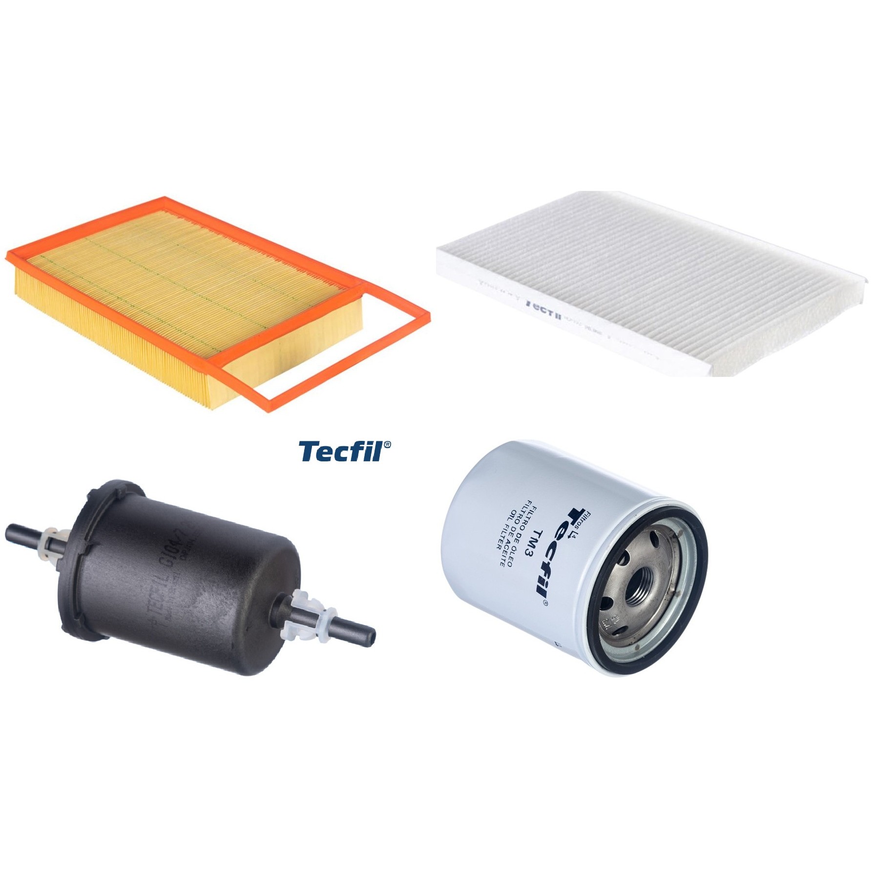 Kit Filtros de Ar do Motor, Óleo, Cabine e Combustível - Tecfil - ACP103 / ARL4154 / GI04/7 / PSL18M-(TM3)