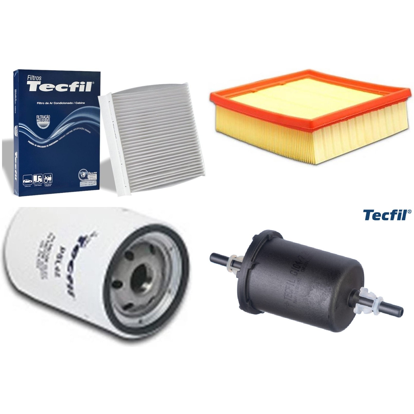 Kit Filtros de Ar do Motor, Óleo, Cabine e Combustível - Tecfil - ACP904 / ARL4155 / GI04/7 / PSL45