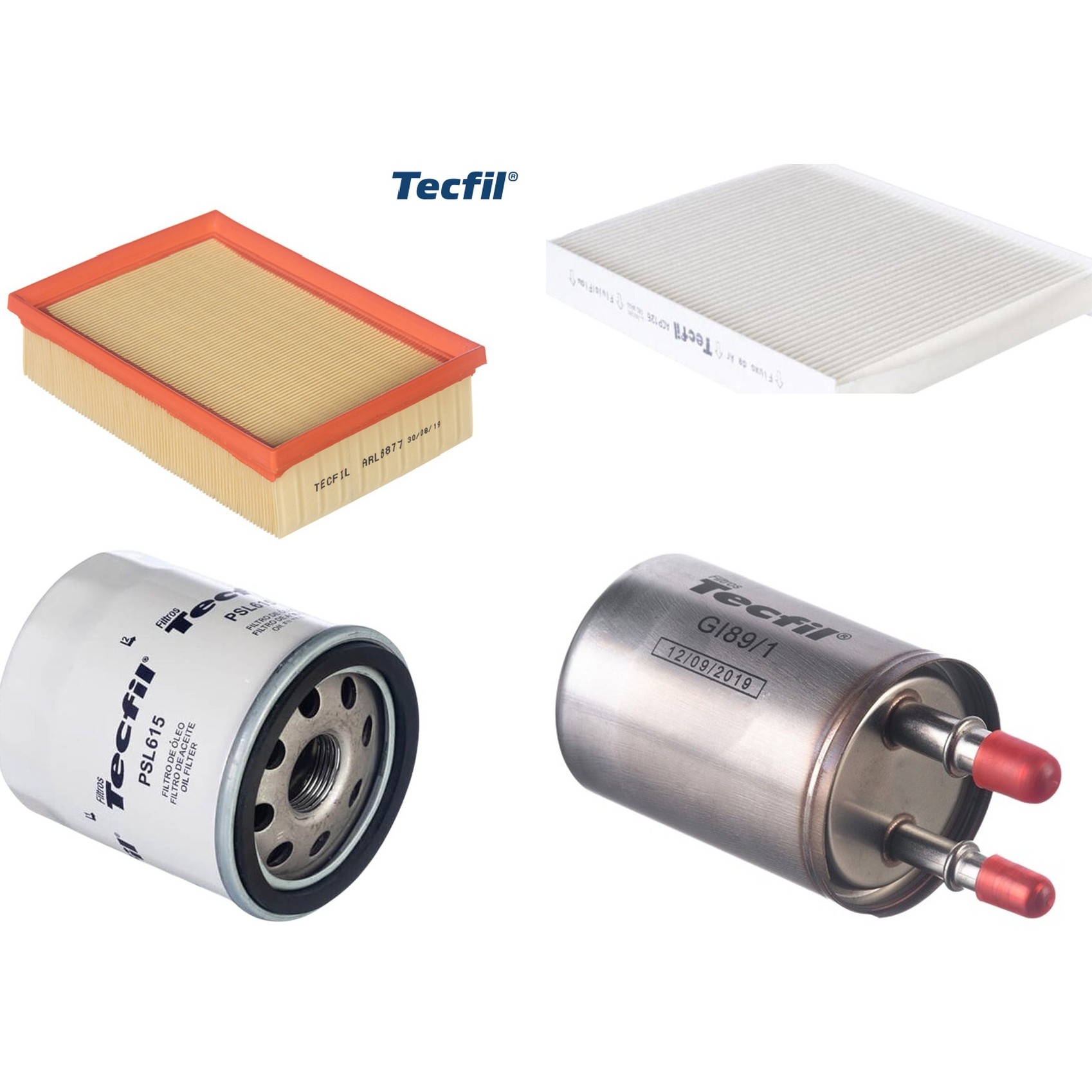 Kit Filtros de Ar do Motor, Óleo, Cabine e Combustível - Tecfil - ACP126 / ARL8877 / GI89/1 / PSL615