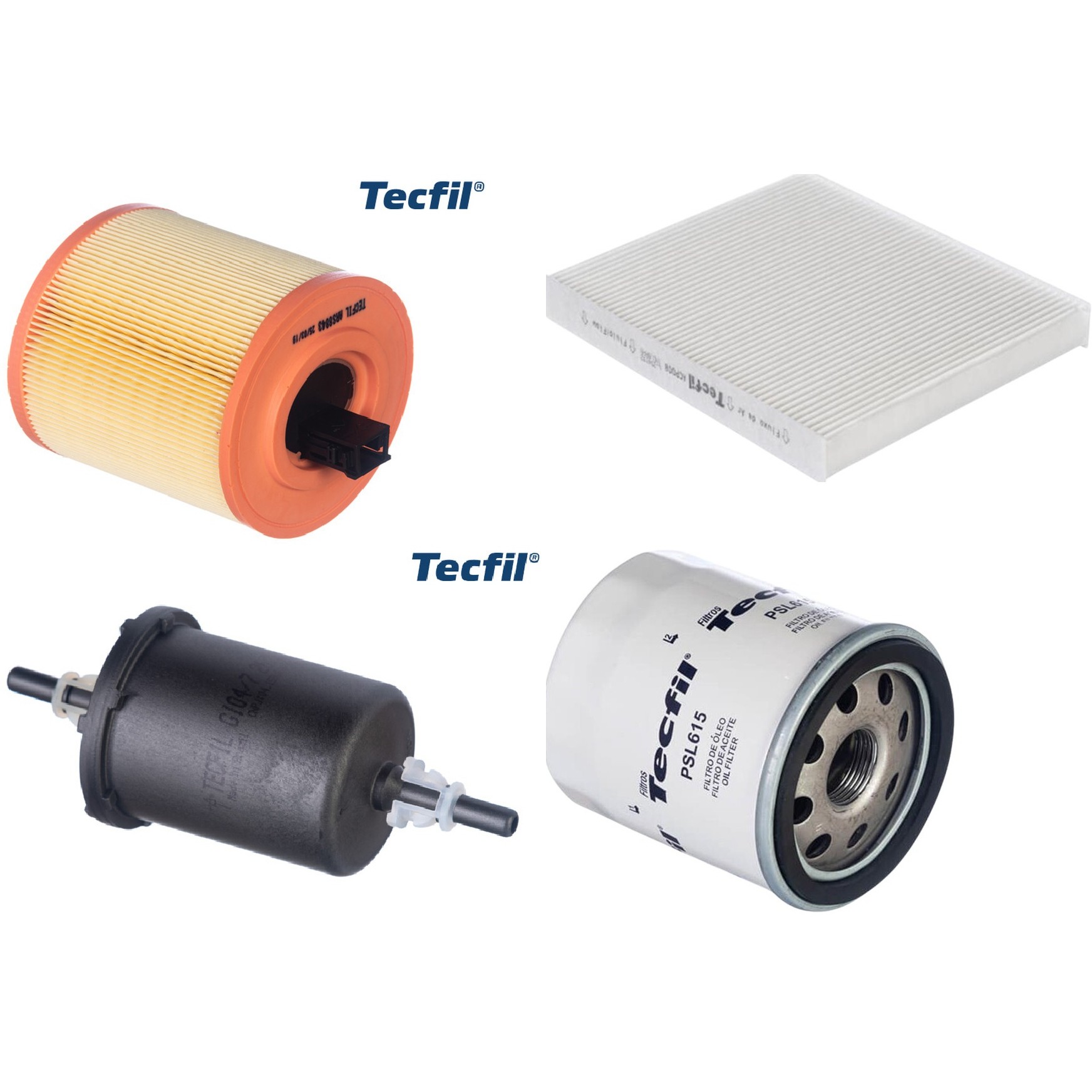 Kit Filtros de Ar do Motor, Óleo, Cabine e Combustível - Tecfil - ACP008 / ARS8843 / GI04/7 / PSL615