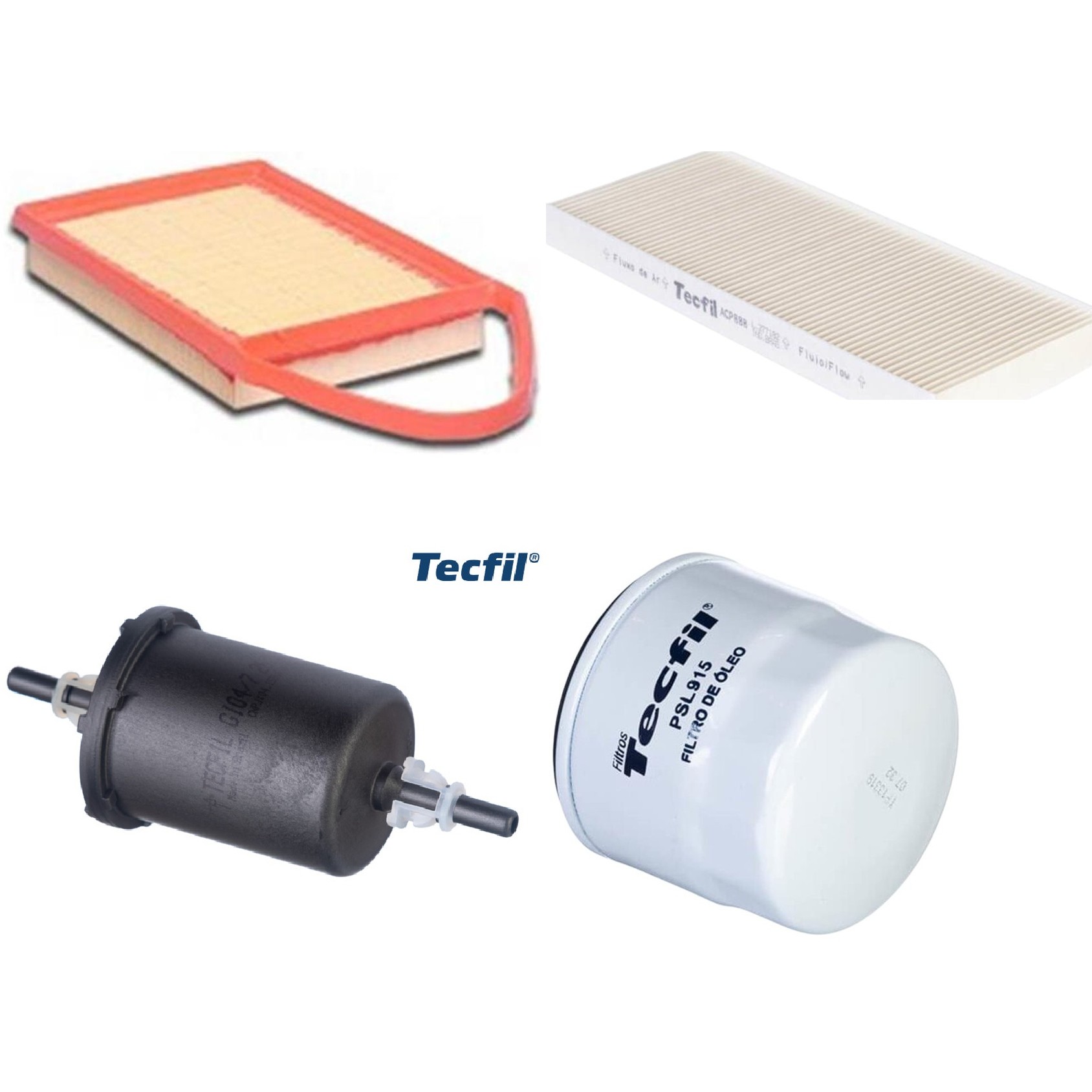 Kit Filtros de Ar do Motor, Óleo, Cabine e Combustível - Tecfil - ACP888 / ARL2204 / GI04/7 / PSL915