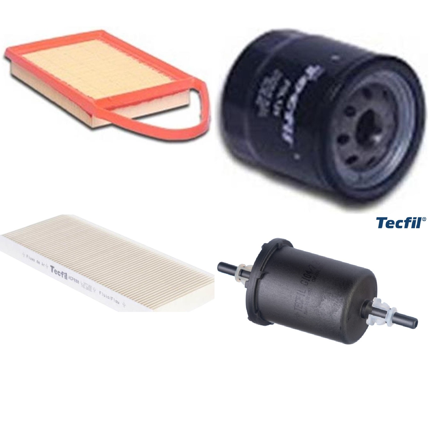 Kit Filtros de Ar do Motor, Óleo, Cabine e Combustível - Tecfil - ACP888 / ARL2204 / GI04/7 / PSL129
