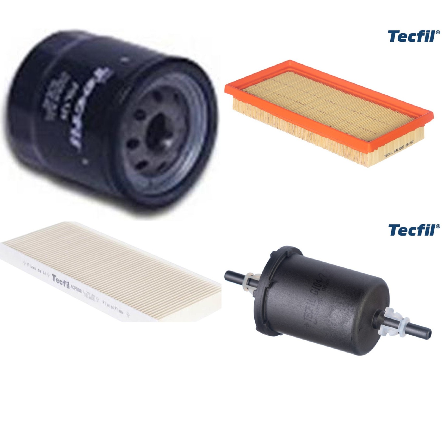 Kit Filtros de Ar do Motor, Óleo, Cabine e Combustível - Tecfil - ACP888 / ARL2207 / GI04/7 / PSL129
