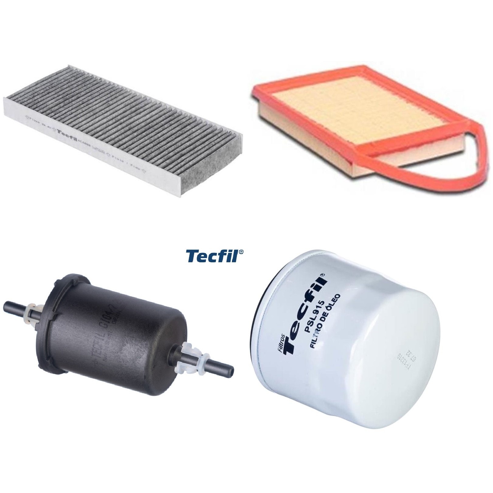 Kit Filtros de Ar do Motor, Óleo, Cabine e Combustível - Tecfil - ACA888 / ARL2204 / GI04/7 / PSL915