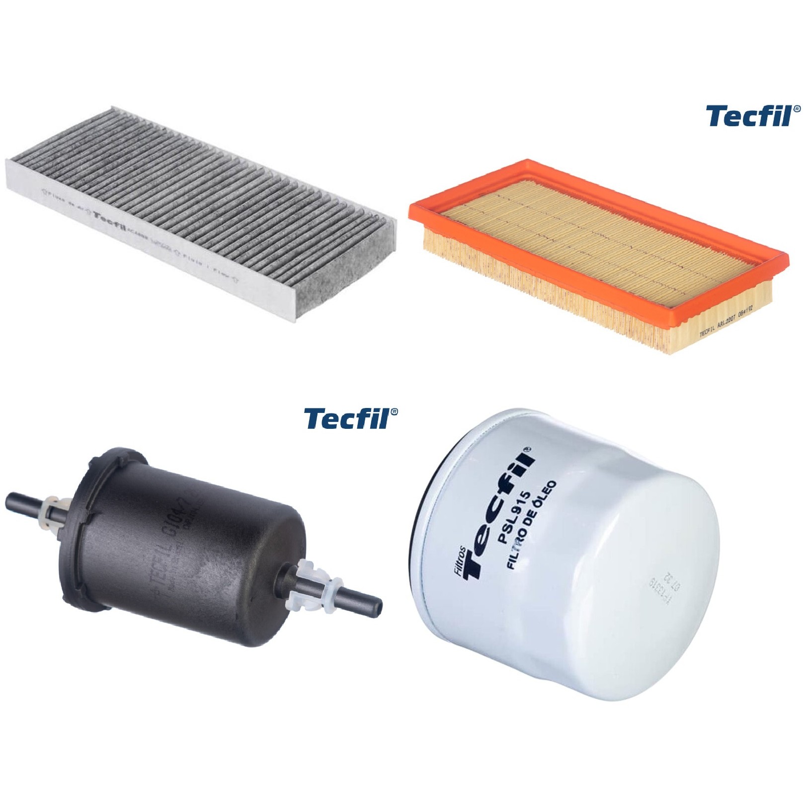 Kit Filtros de Ar do Motor, Óleo, Cabine e Combustível - Tecfil - ACA888 / ARL2207 / GI04/7 / PSL915