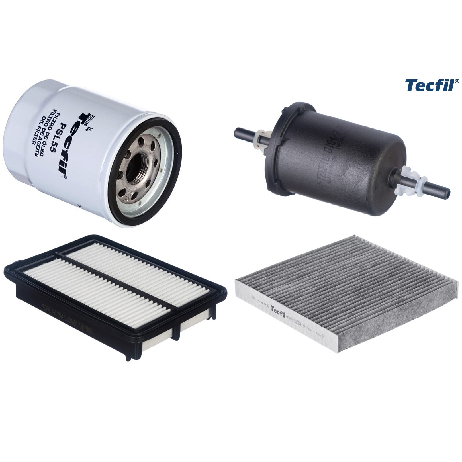 Kit Filtros de Ar do Motor, Óleo, Cabine e Combustível - Tecfil - ACA708 / ARL1044 / GI04/7 / PSL55