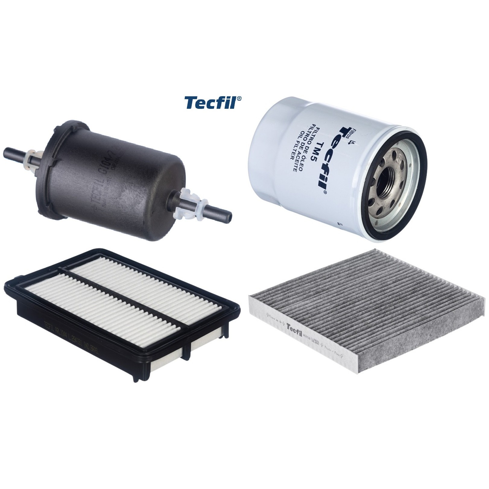 Kit Filtros de Ar do Motor, Óleo, Cabine e Combustível - Tecfil - ACA708 / ARL1044 / GI04/7 / PSL55M-(TM5)