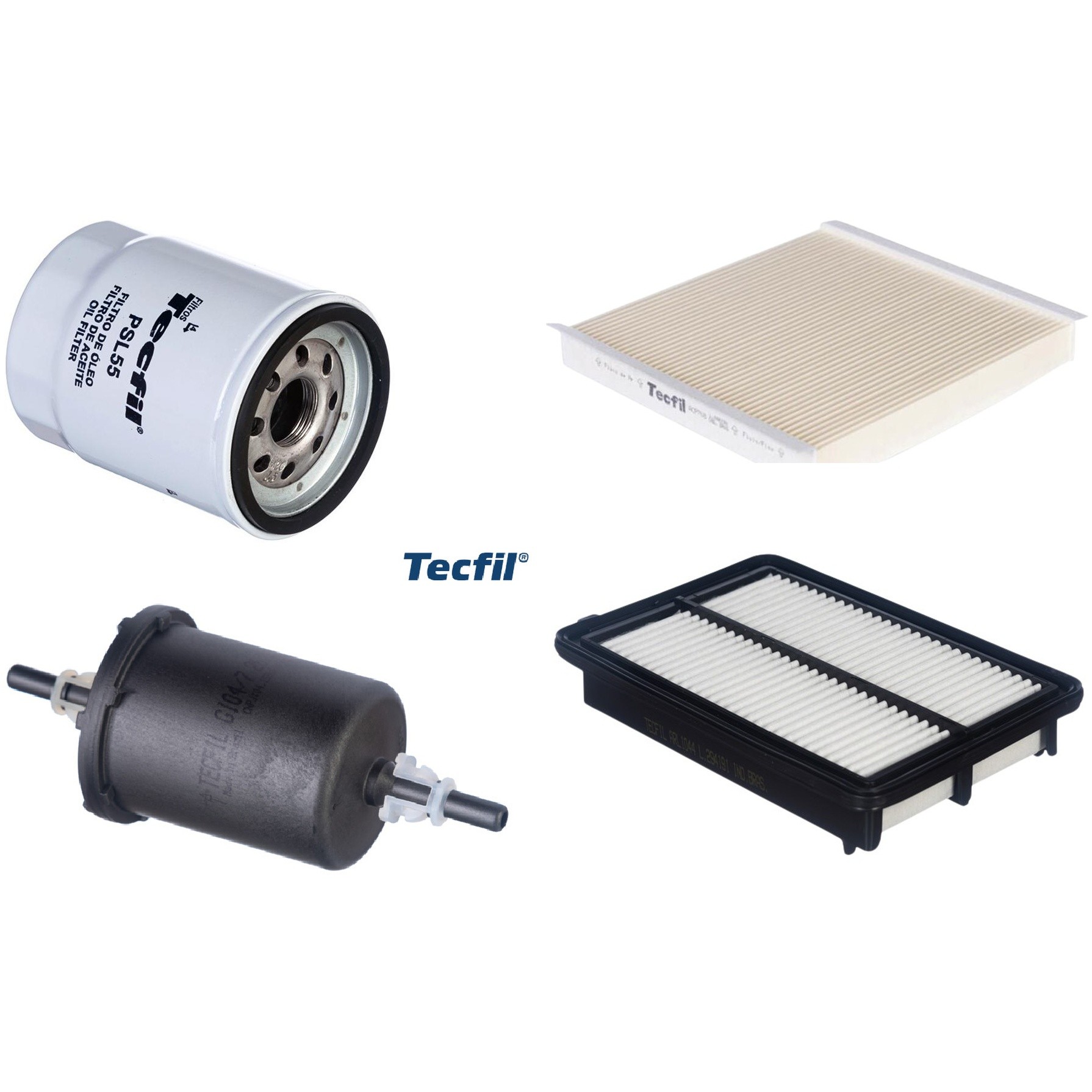Kit Filtros de Ar do Motor, Óleo, Cabine e Combustível - Tecfil - ACP708 / ARL1044 / GI04/7 / PSL55