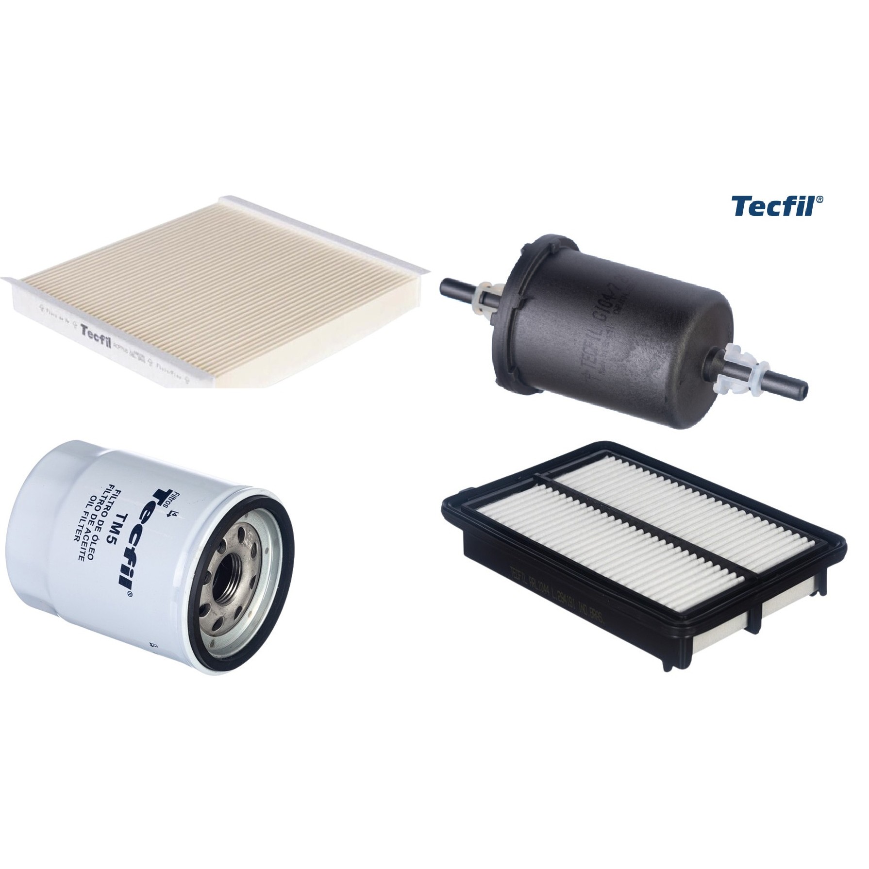 Kit Filtros de Ar do Motor, Óleo, Cabine e Combustível - Tecfil - ACP708 / ARL1044 / GI04/7 / PSL55M-(TM5)