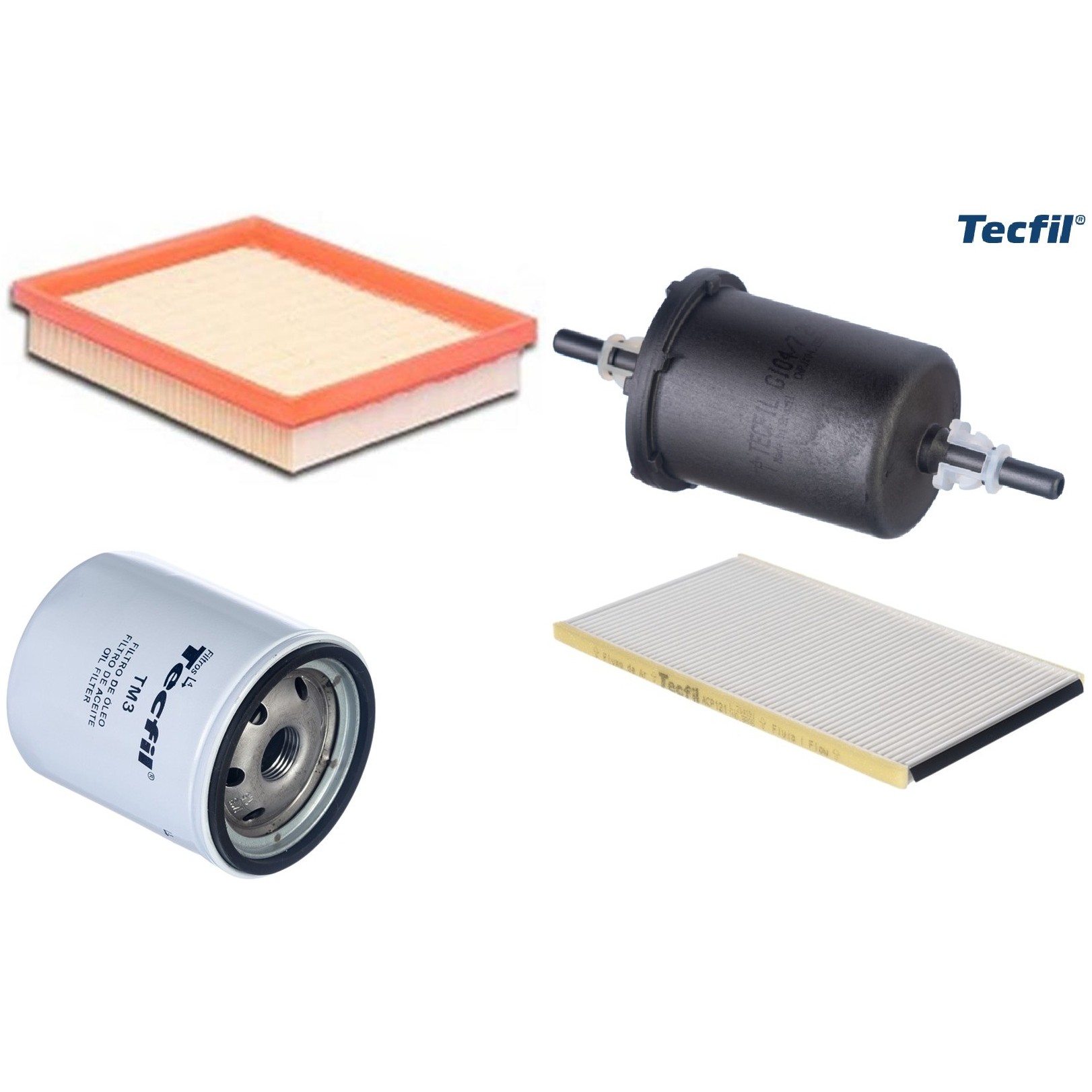 Kit Filtros de Ar do Motor, Óleo, Cabine e Combustível - Tecfil - ACP121 / ARL8832 / GI04/7 / PSL18M-(TM3)