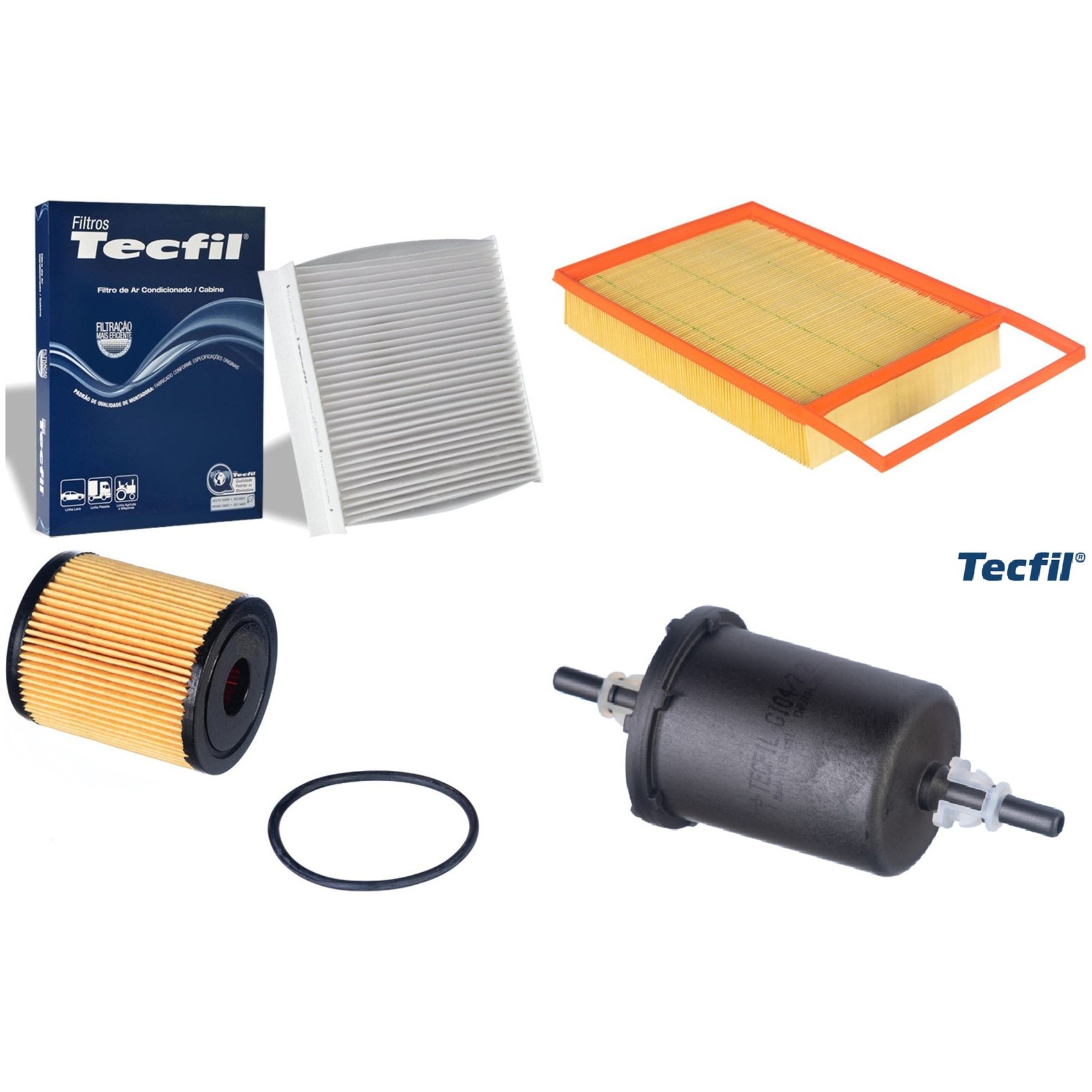 Kit Filtros de Ar do Motor, Óleo, Cabine e Combustível - Tecfil - ACP904 / ARL4154 / GI04/7 / PEL119