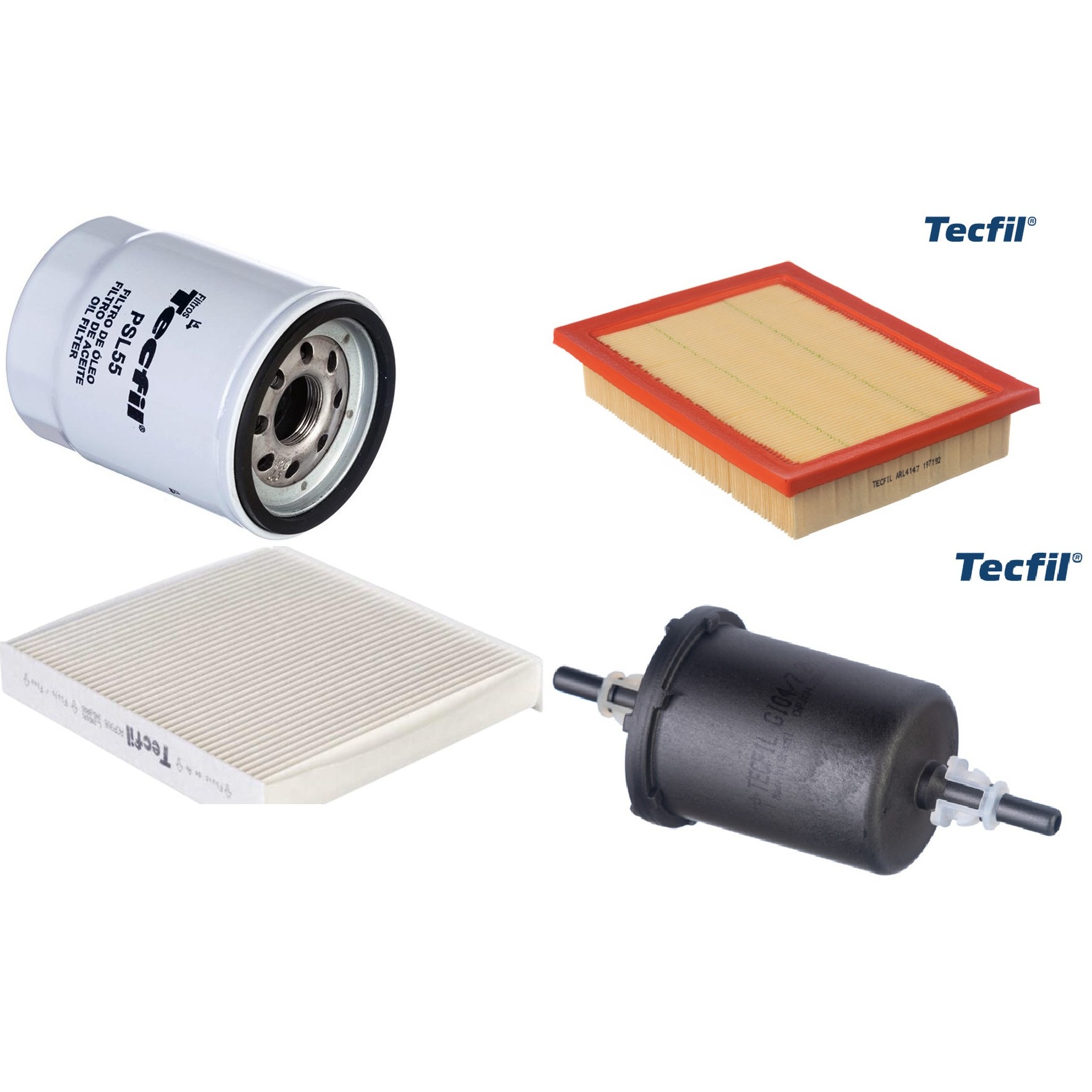Kit Filtros de Ar do Motor, Óleo, Cabine e Combustível - Tecfil - ACP906 / ARL4147 / GI04/7 / PSL55