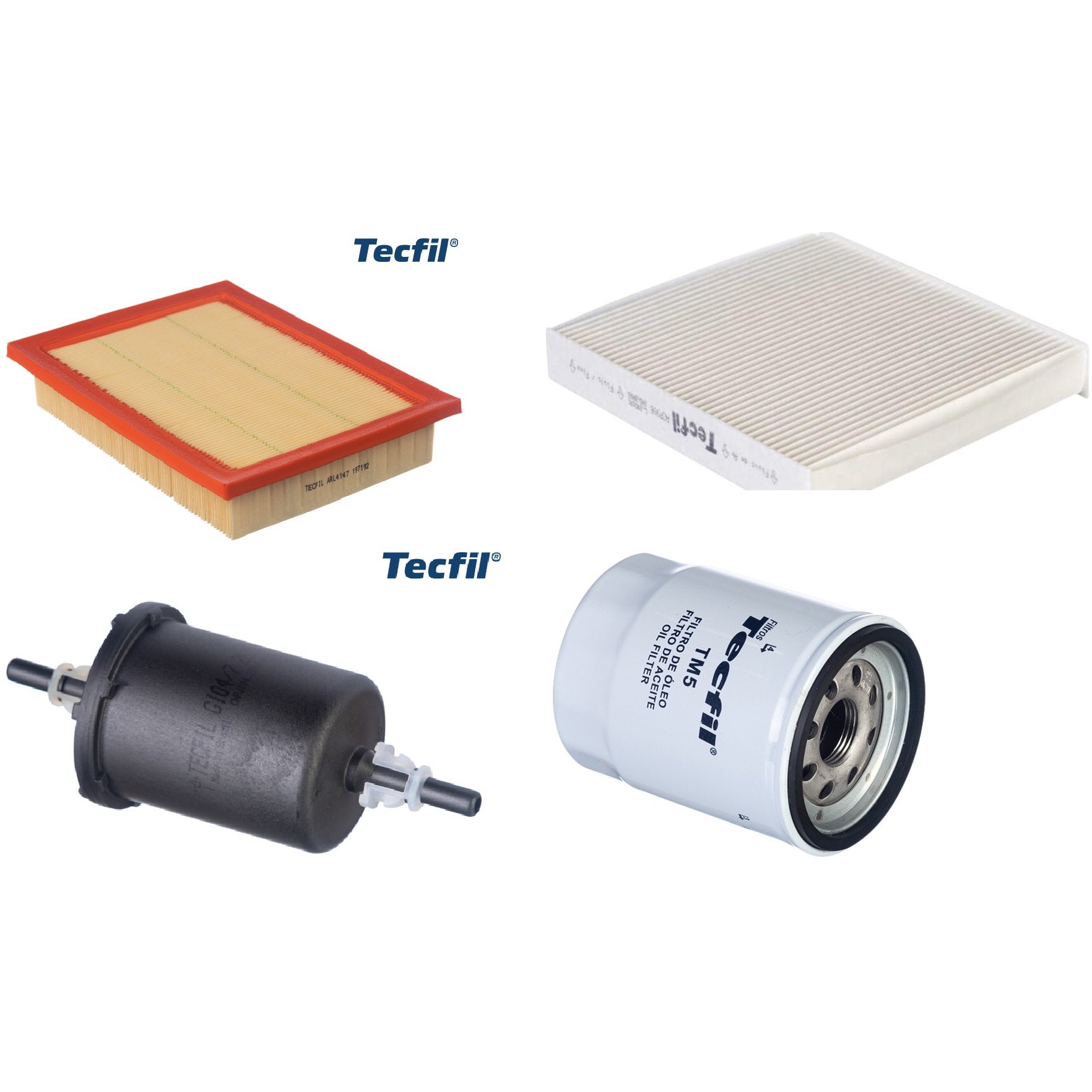 Kit Filtros de Ar do Motor, Óleo, Cabine e Combustível - Tecfil - ACP906 / ARL4147 / GI04/7 / PSL55M-(TM5)