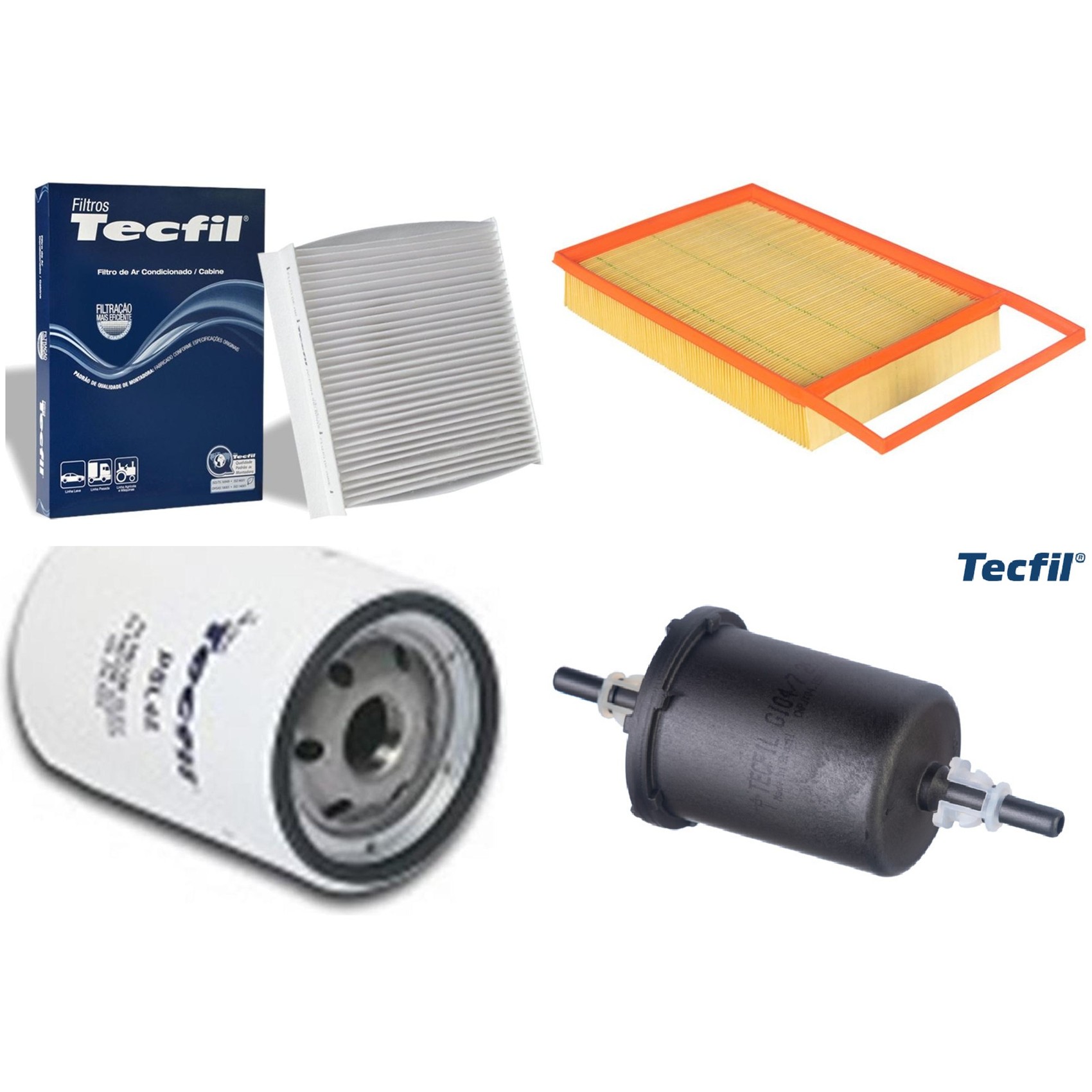 Kit Filtros de Ar do Motor, Óleo, Cabine e Combustível - Tecfil - ACP904 / ARL4154 / GI04/7 / PSL45