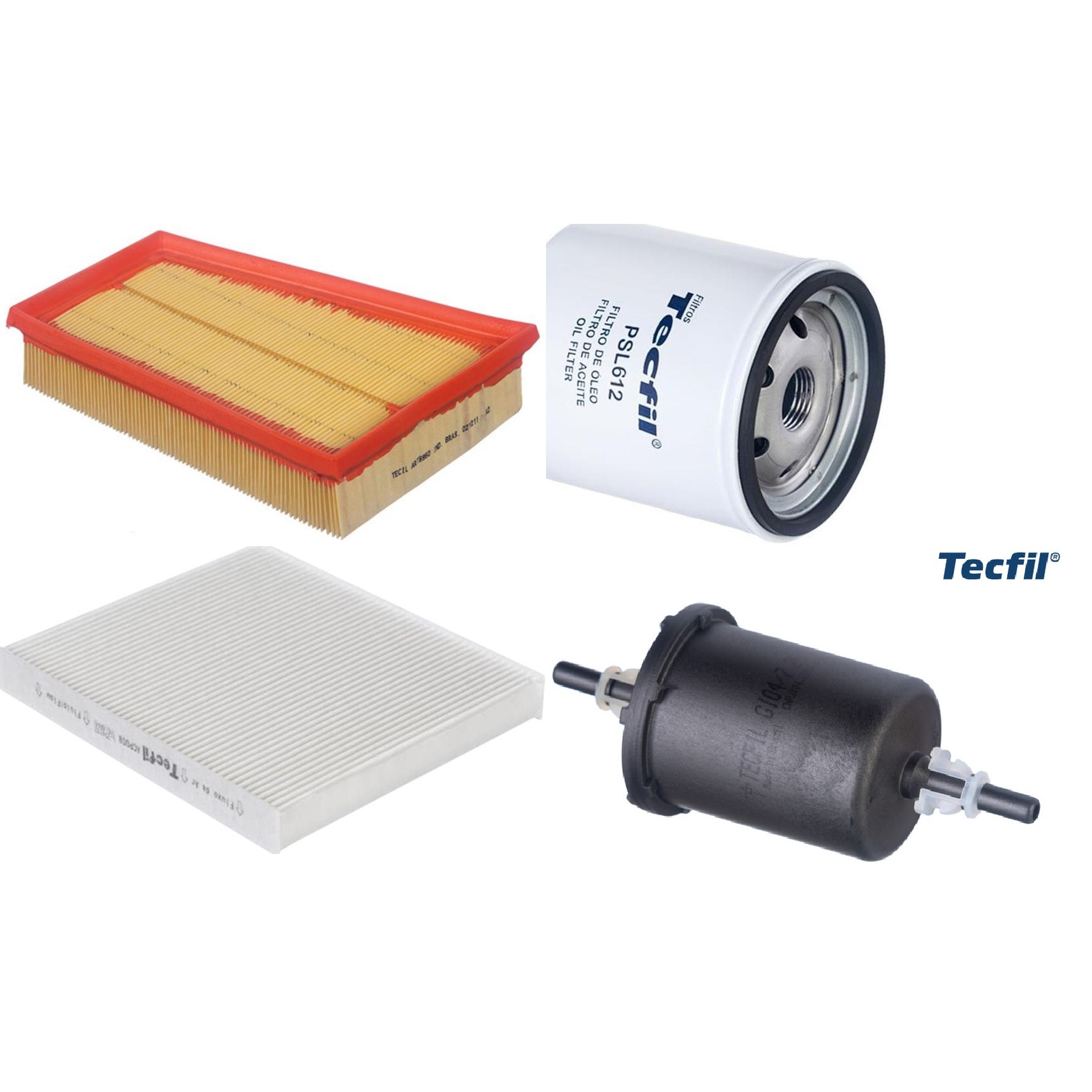 Kit Filtros de Ar do Motor, Óleo, Cabine e Combustível - Tecfil - ACP008 / ART8860 / GI04/7 / PSL612