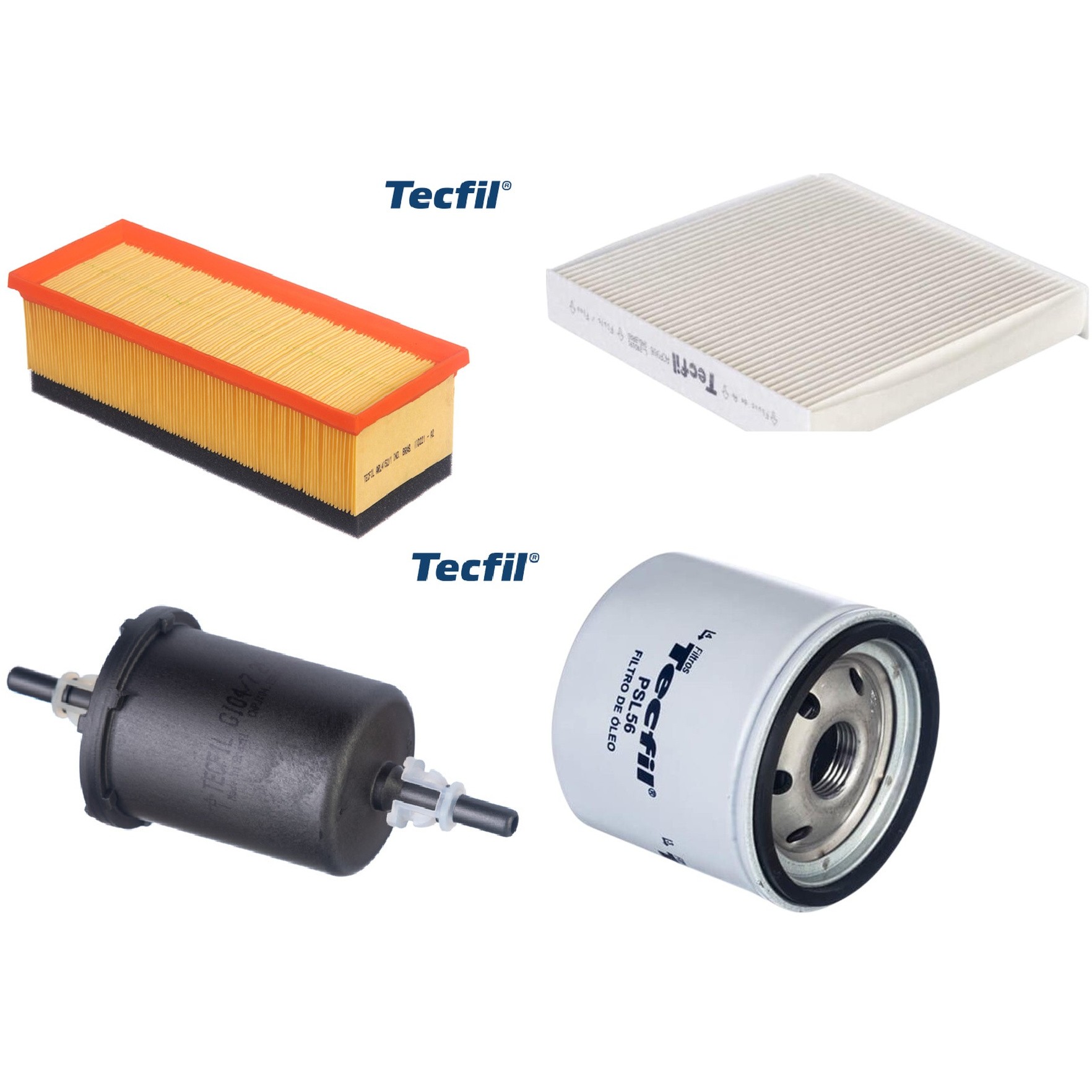 Kit Filtros de Ar do Motor, Óleo, Cabine e Combustível - Tecfil - ACP906 / ARL4152/1 / GI04/7 / PSL56