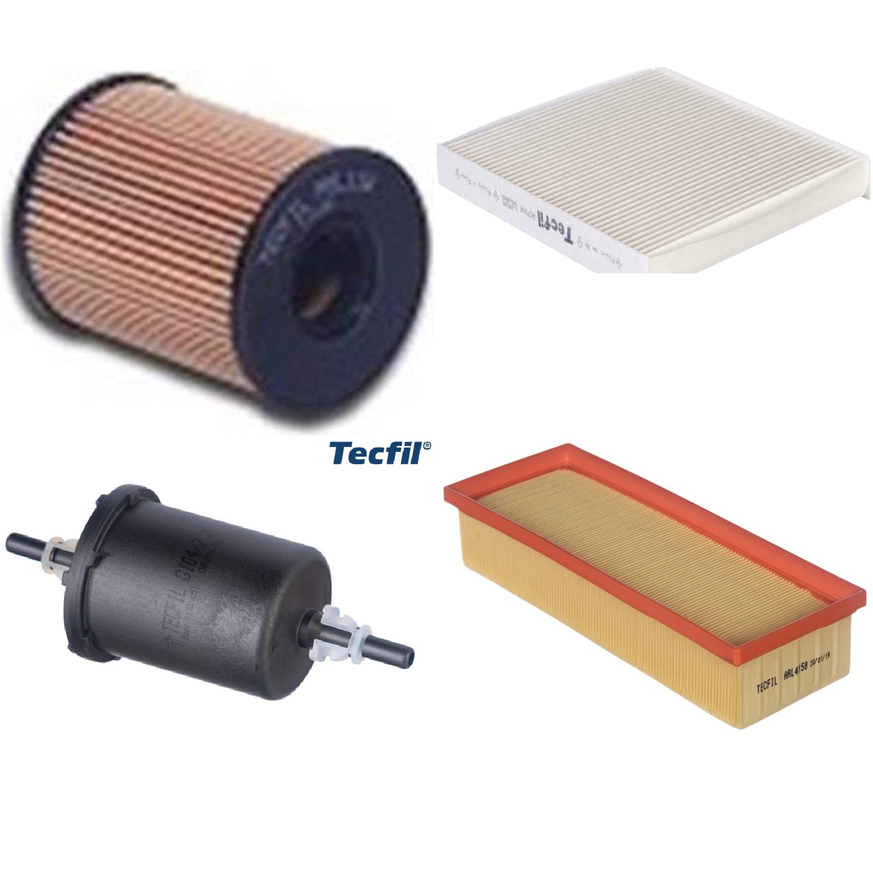 Kit Filtros de Ar do Motor, Óleo, Cabine e Combustível - Tecfil - ACP906 / ARL4158 / GI04/7 / PEL118