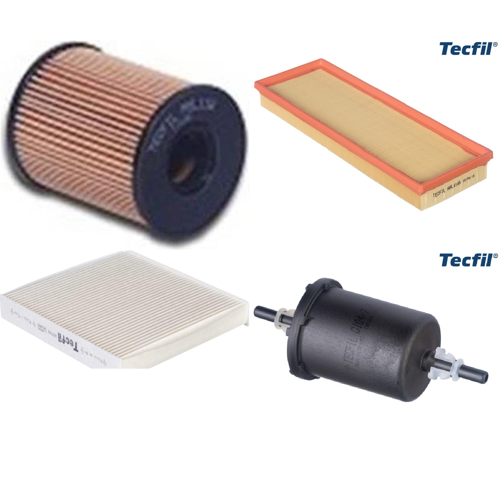 Kit Filtros de Ar do Motor, Óleo, Cabine e Combustível - Tecfil - ACP906 / ARL4146 / GI04/7 / PEL118