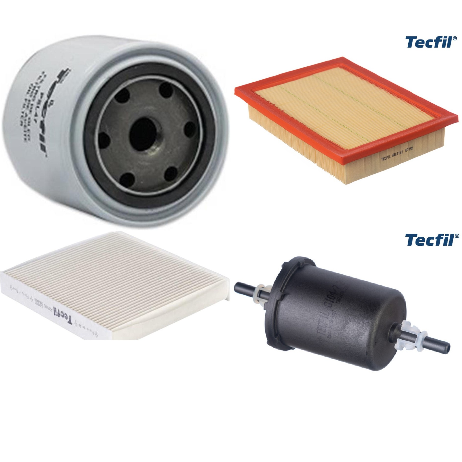 Kit Filtros de Ar do Motor, Óleo, Cabine e Combustível - Tecfil - ACP906 / ARL4147 / GI04/7 / PSL47