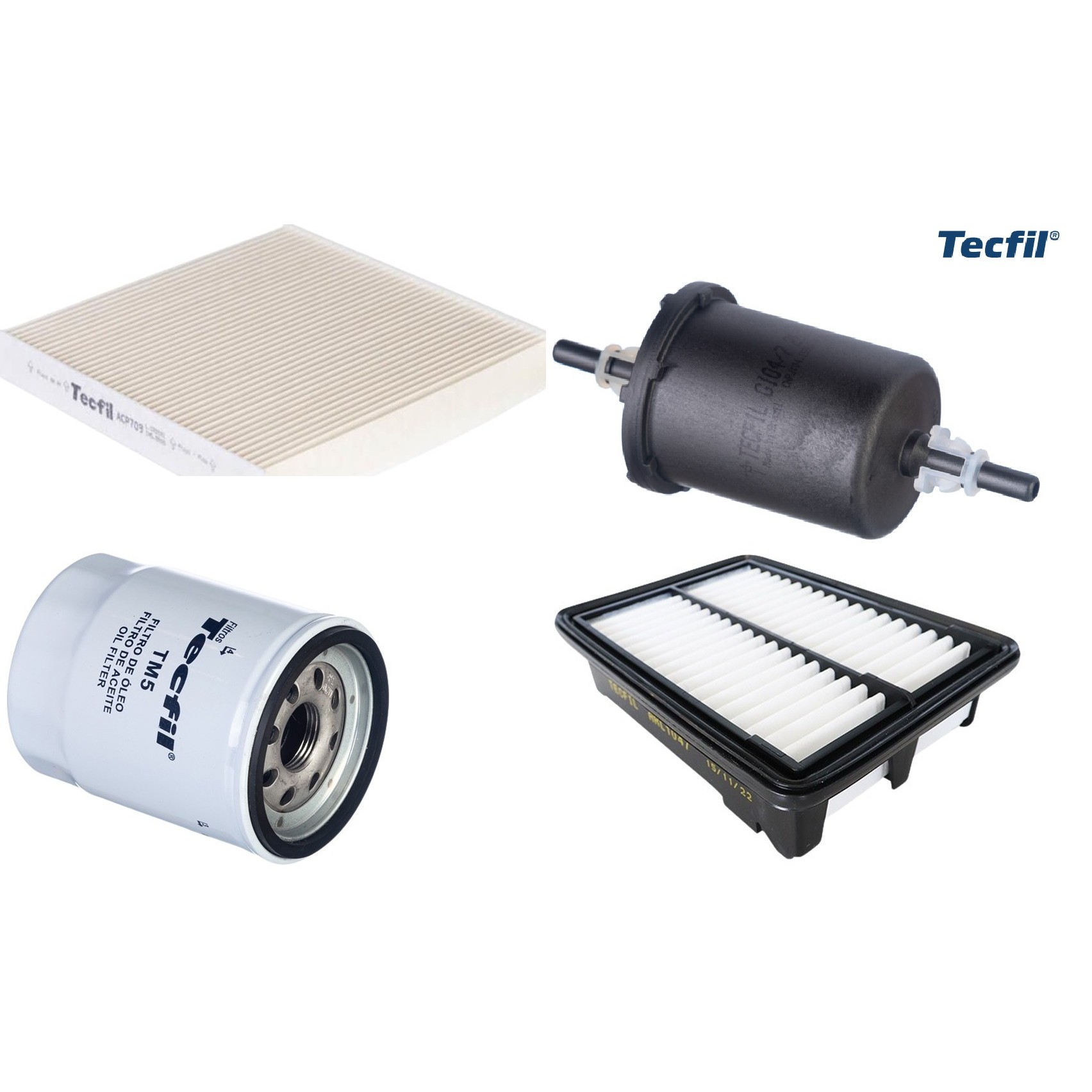 Kit Filtros de Ar do Motor, Óleo, Cabine e Combustível - Tecfil - ACP709 / ARL1047 / GI04/7 / PSL55M-(TM5)