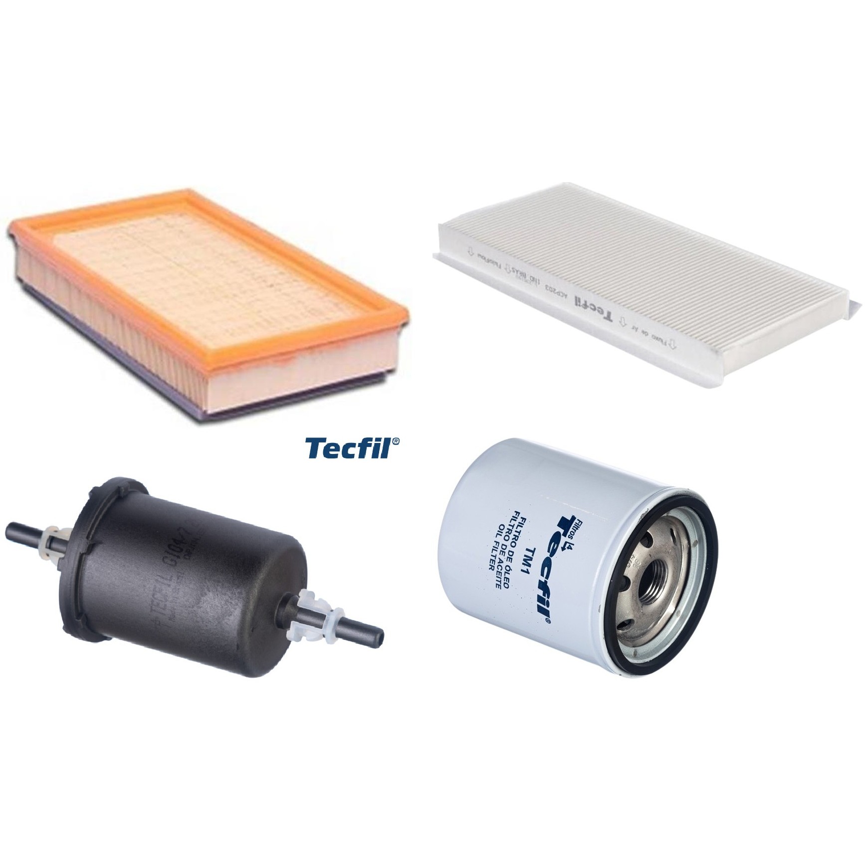 Kit Filtros de Ar do Motor, Óleo, Cabine e Combustível - Tecfil - ACP203 / ARL9607 / GI04/7 / PSL34M-(TM1)