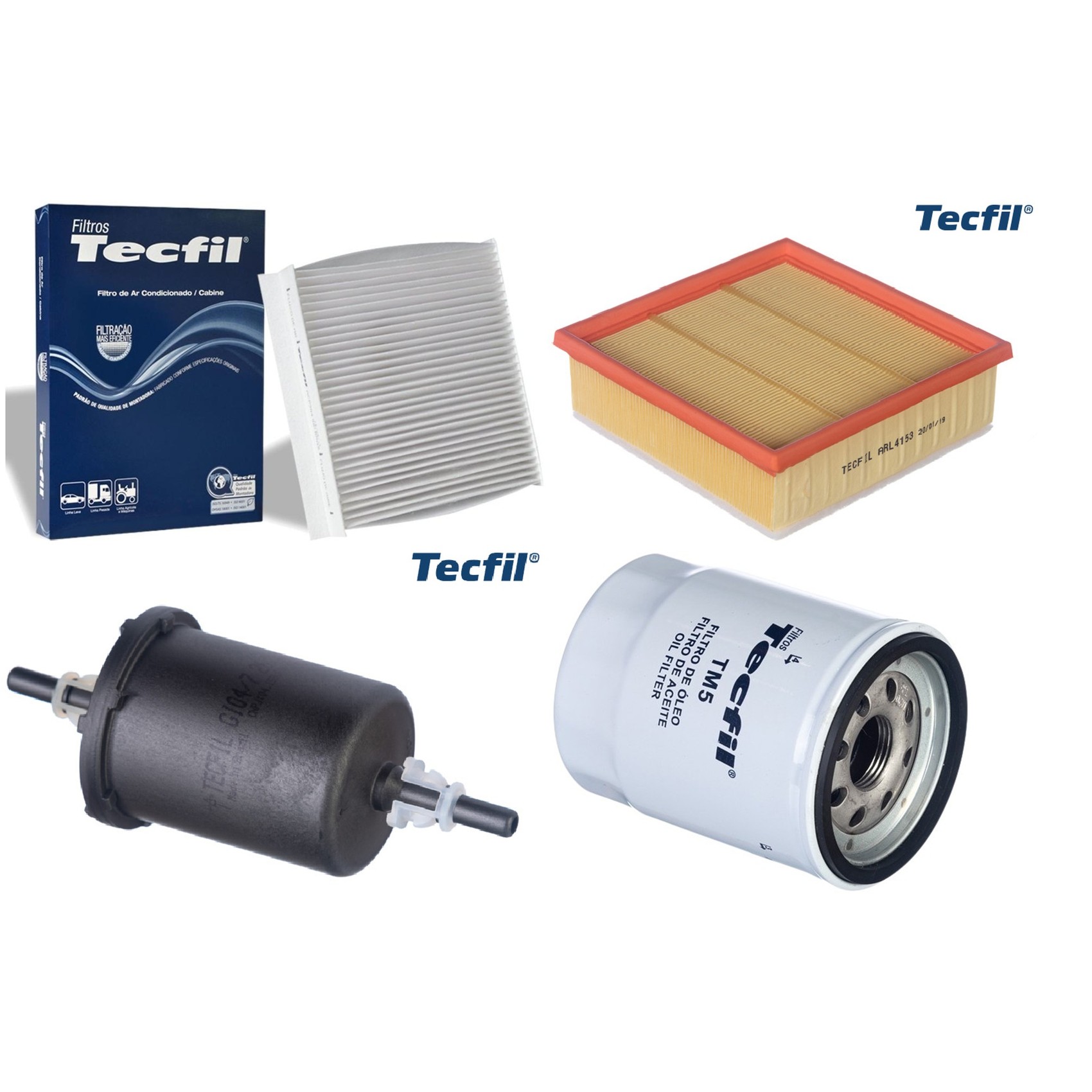 Kit Filtros de Ar do Motor, Óleo, Cabine e Combustível - Tecfil - ACP904 / ARL4153 / GI04/7 / PSL55M-(TM5)