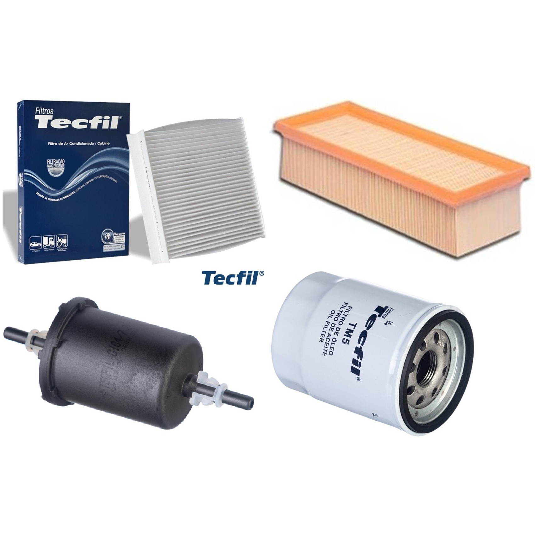 Kit Filtros de Ar do Motor, Óleo, Cabine e Combustível - Tecfil - ACP904 / ARL4152 / GI04/7 / PSL55M-(TM5)