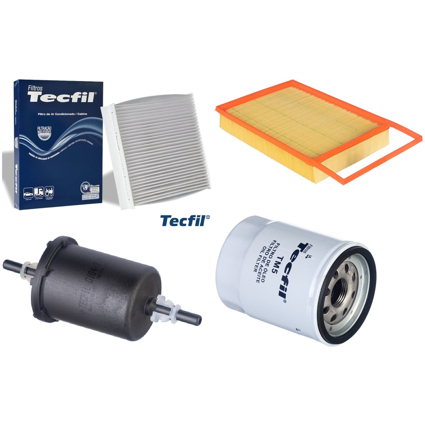 Kit Filtros de Ar do Motor, Óleo, Cabine e Combustível - Tecfil - ACP904 / ARL4154 / GI04/7 / PSL55M-(TM5)