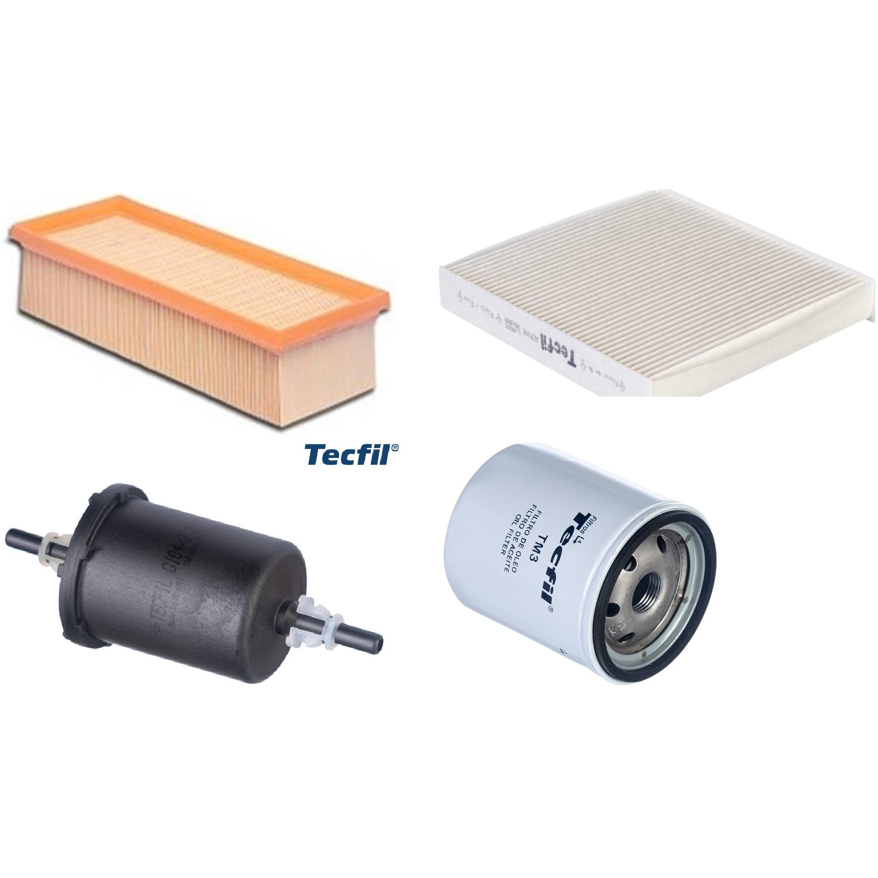 Kit Filtros de Ar do Motor, Óleo, Cabine e Combustível - Tecfil - ACP906 / ARL4152 / GI04/7 / PSL18M-(TM3)