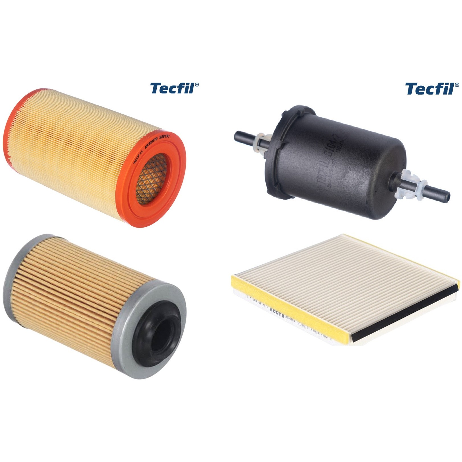 Kit Filtros de Ar do Motor, Óleo, Cabine e Combustível - Tecfil - ACP843 / ARS2870 / GI04/7 / PL667