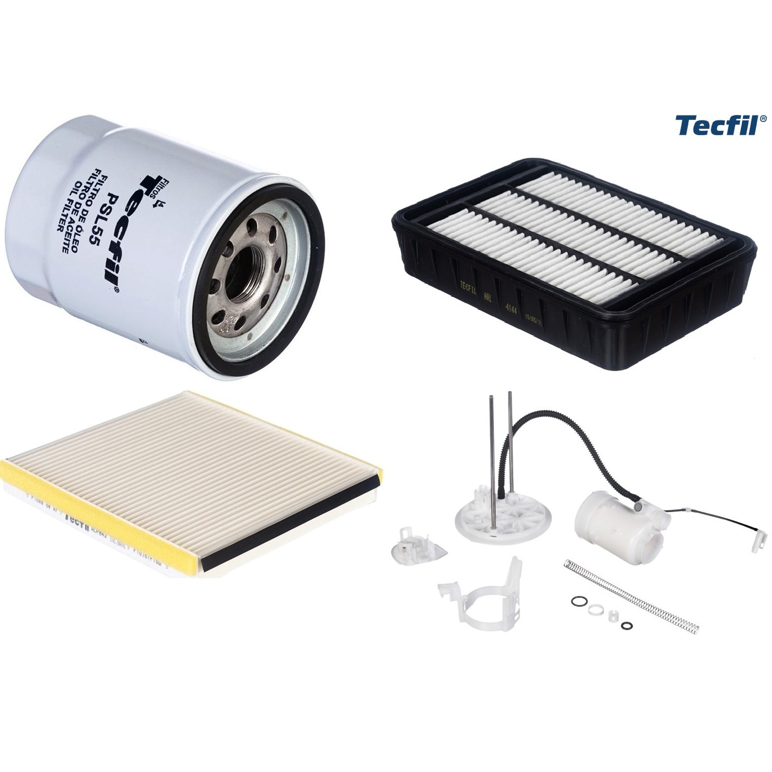 Kit Filtros de Ar do Motor, Óleo, Cabine e Combustível - Tecfil - ACP843 / ARL4144 / FBT2367 / PSL55