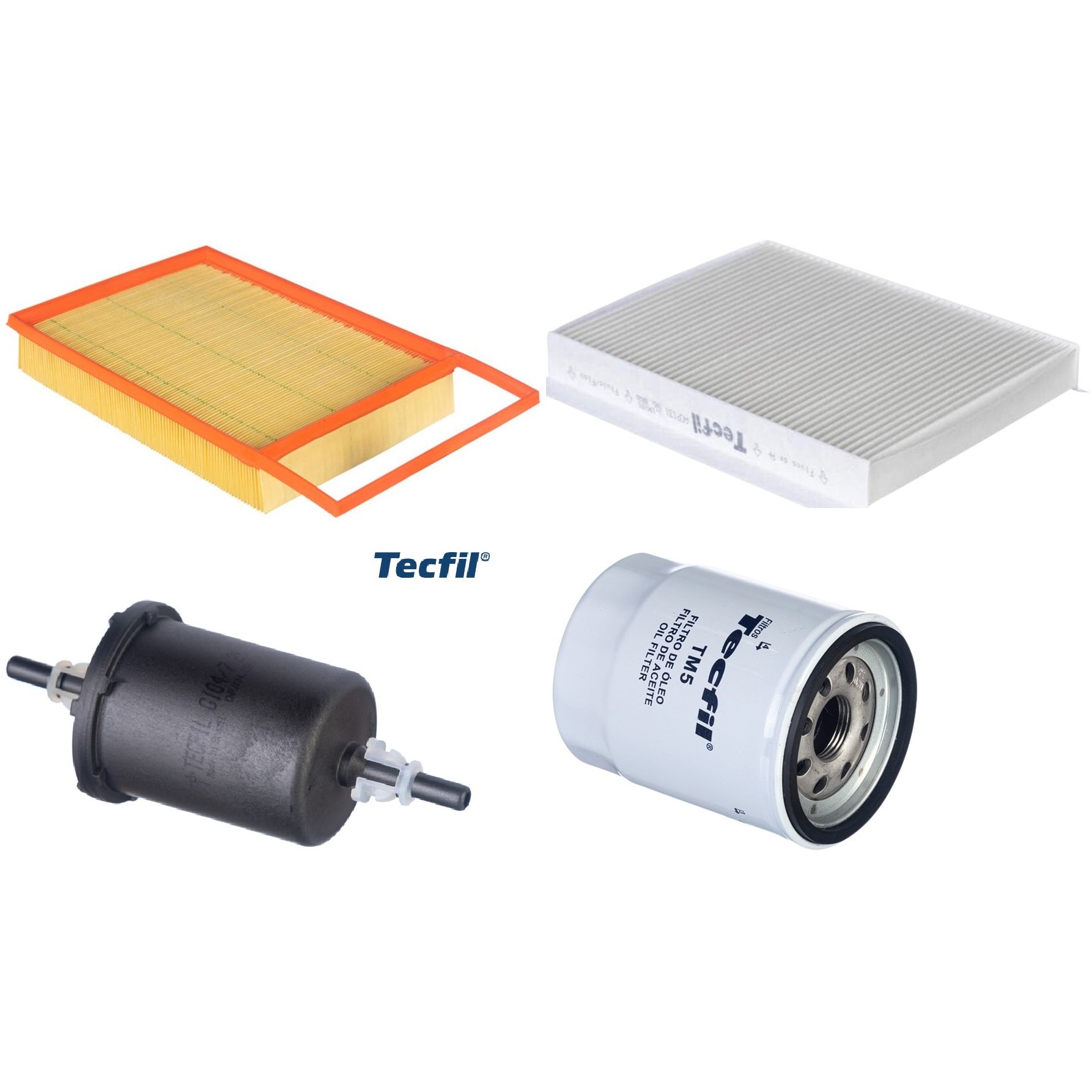 Kit Filtros de Ar do Motor, Óleo, Cabine e Combustível - Tecfil - ACP131 / ARL4154 / GI04/7 / PSL55M-(TM5)