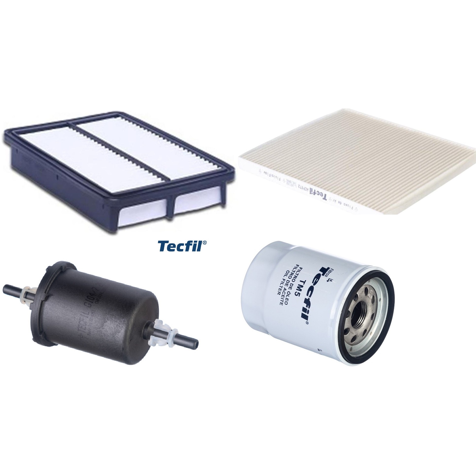 Kit Filtros de Ar do Motor, Óleo, Cabine e Combustível - Tecfil - ACP972 / ARL2331 / GI04/7 / PSL55M-(TM5)