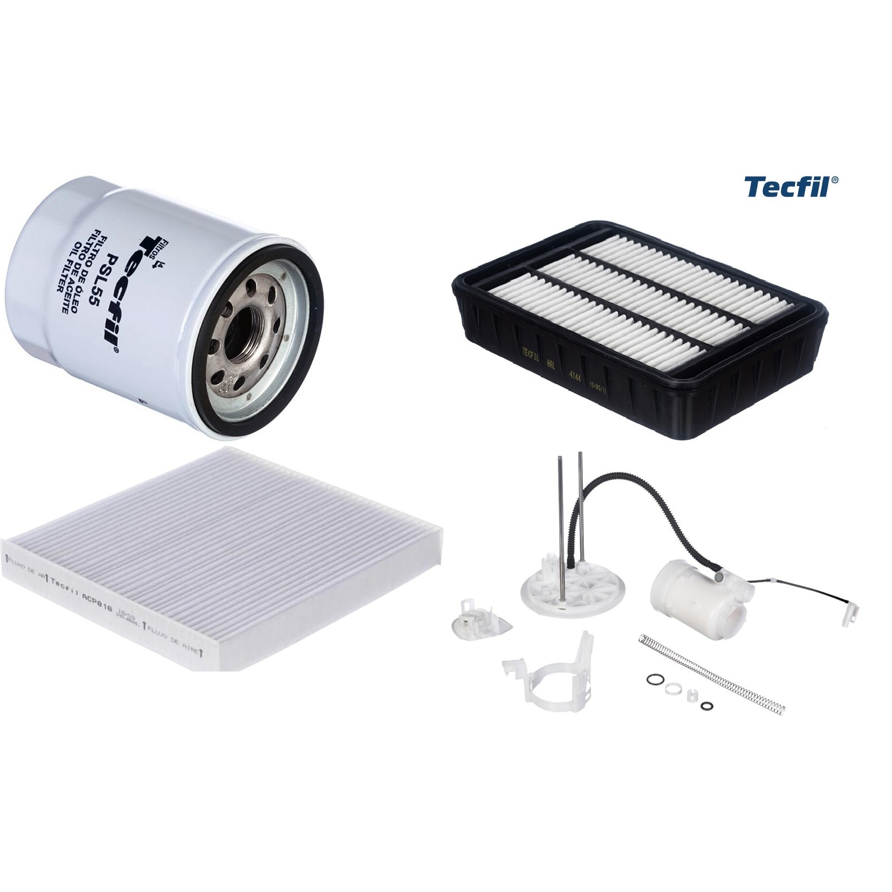 Kit Filtros de Ar do Motor, Óleo, Cabine e Combustível - Tecfil - ACP816 / ARL4144 / FBT2367 / PSL55