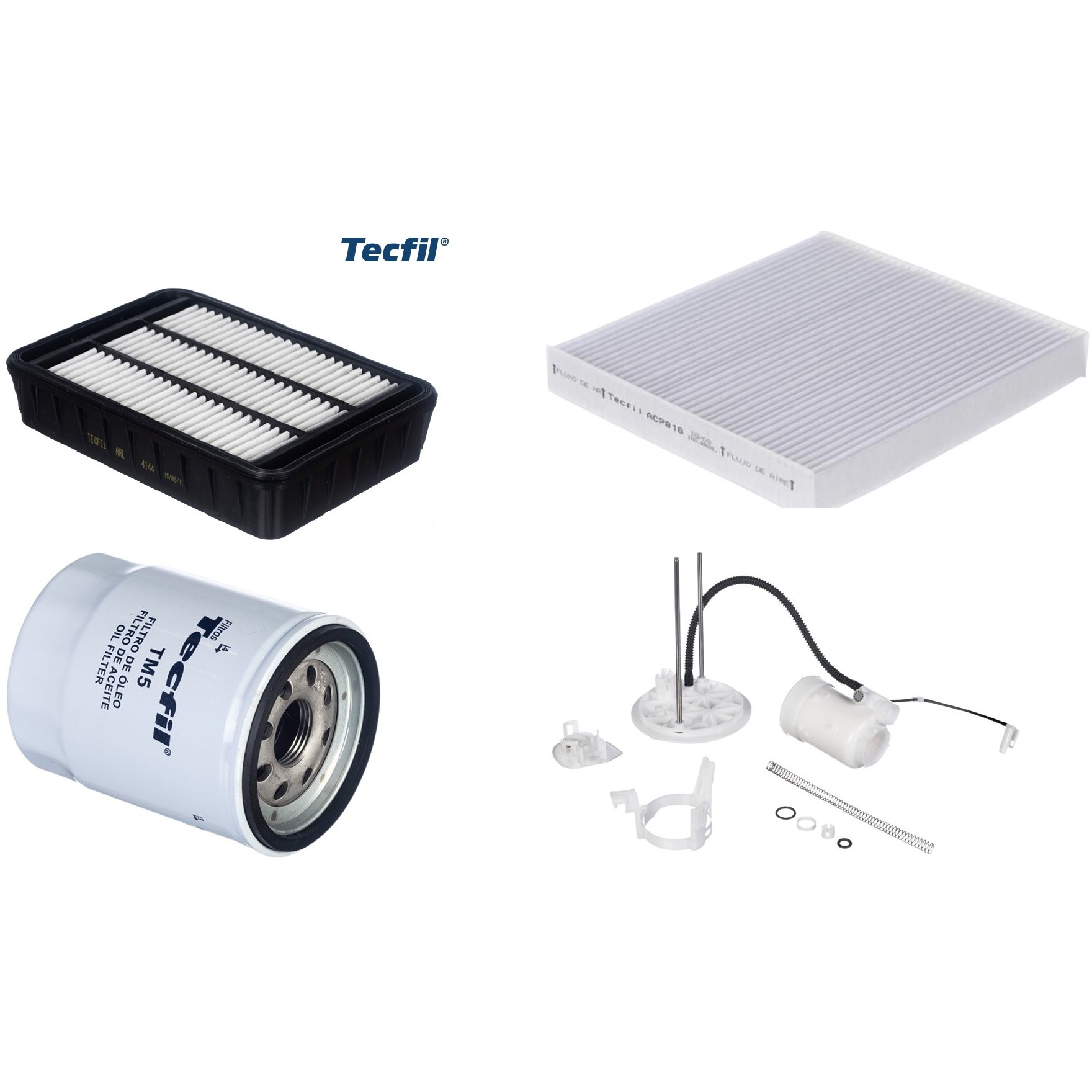 Kit Filtros de Ar do Motor, Óleo, Cabine e Combustível - Tecfil - ACP816 / ARL4144 / FBT2367 / PSL55M-(TM5)