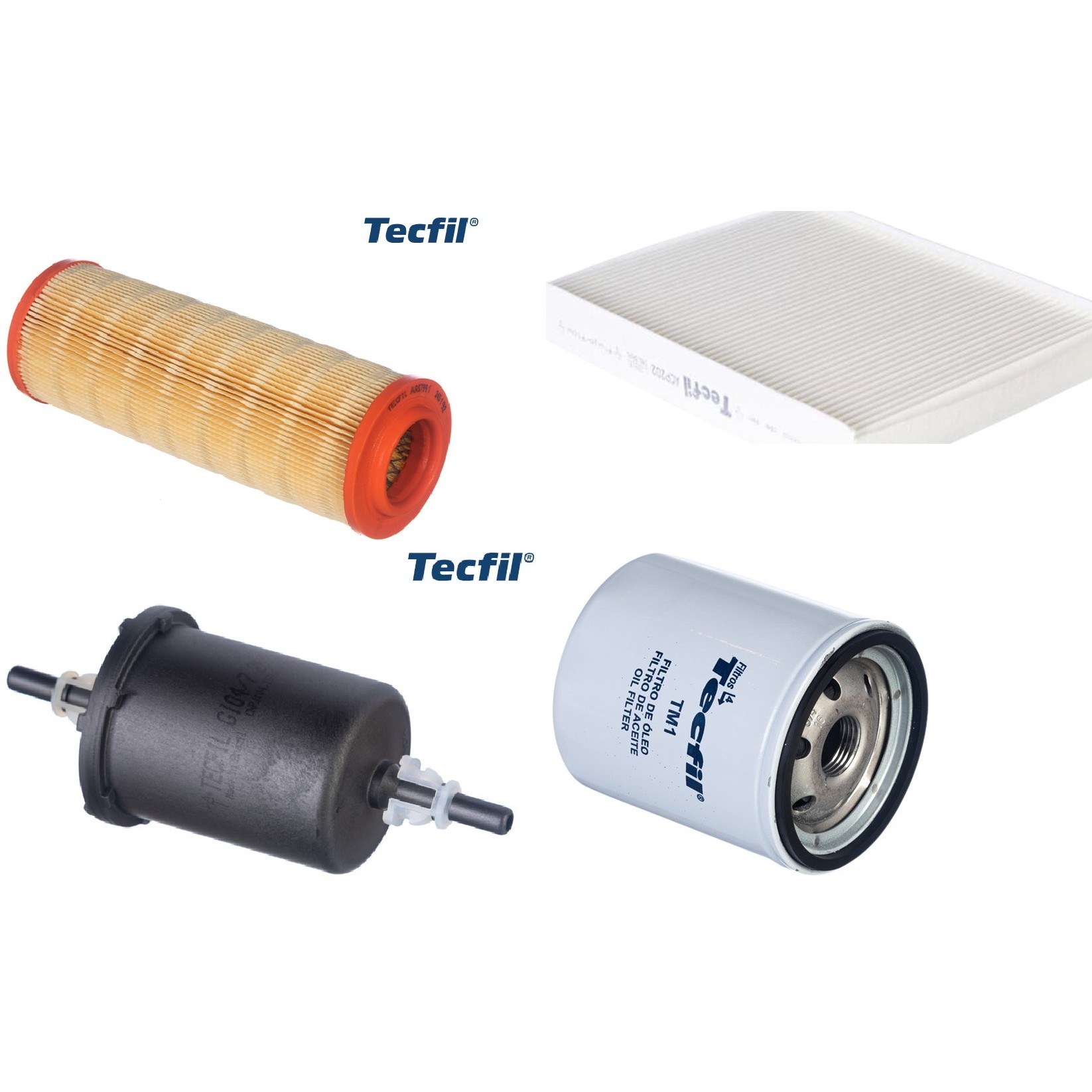 Kit Filtros de Ar do Motor, Óleo, Cabine e Combustível - Tecfil - ACP202 / ARS7991 / GI04/7 / PSL34M-(TM1)