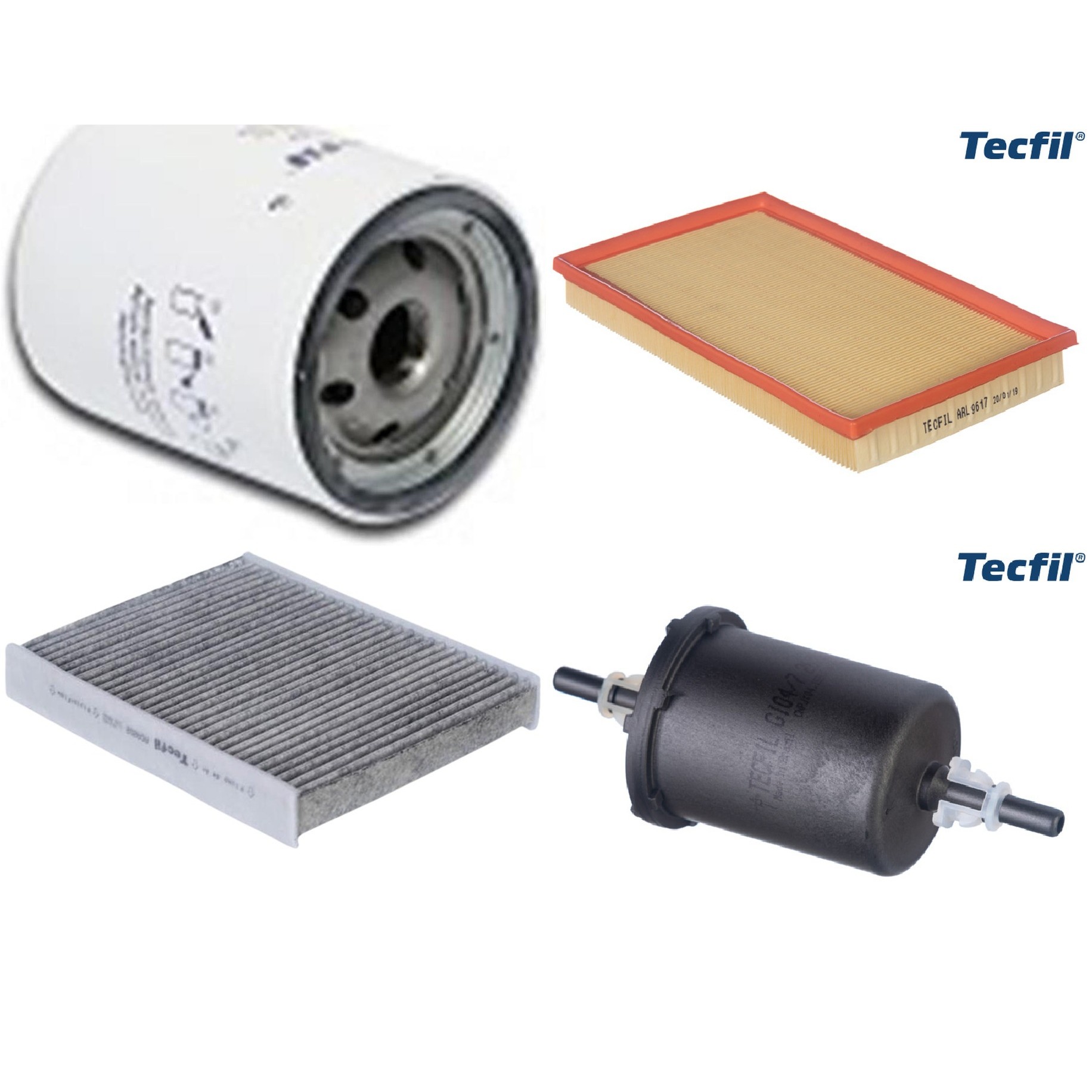 Kit Filtros de Ar do Motor, Óleo, Cabine e Combustível - Tecfil - ACA202 / ARL9617 / GI04/7 / PSL147