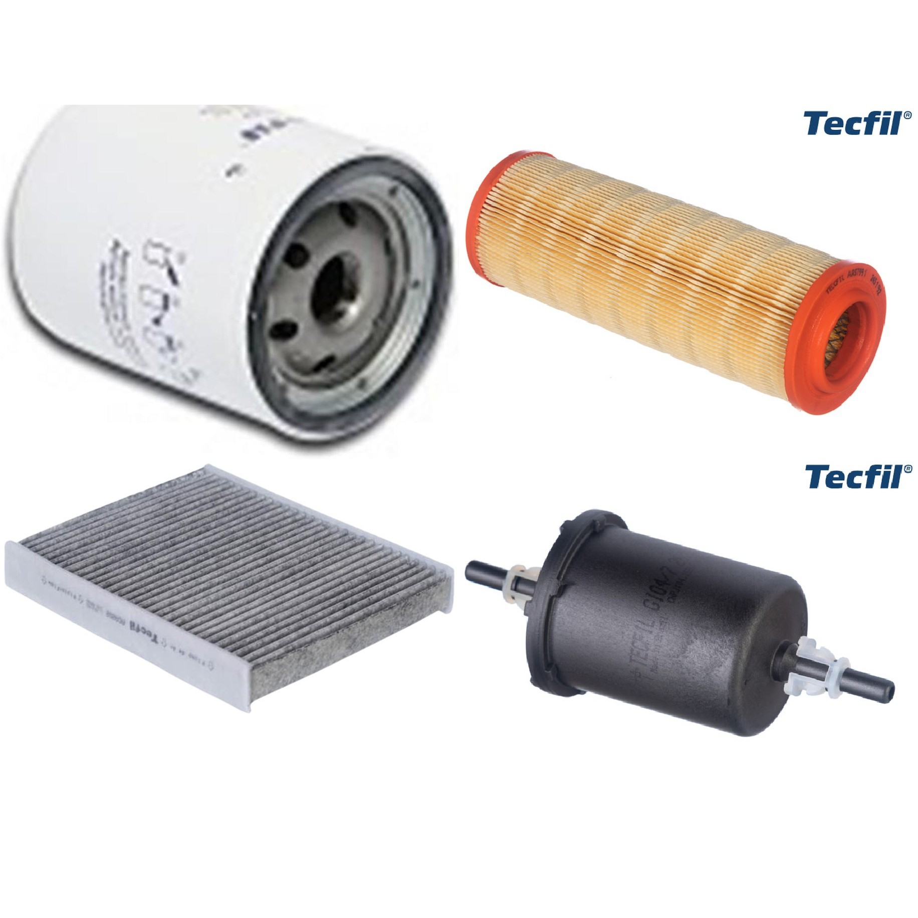 Kit Filtros de Ar do Motor, Óleo, Cabine e Combustível - Tecfil - ACA202 / ARS7991 / GI04/7 / PSL147