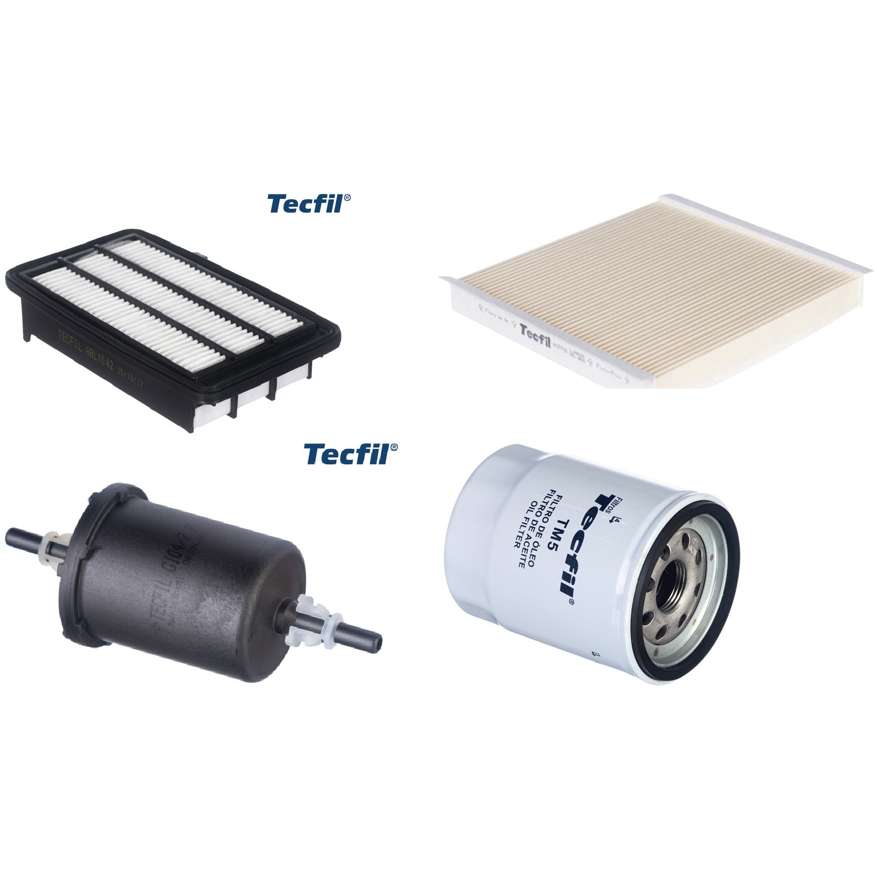 Kit Filtros de Ar do Motor, Óleo, Cabine e Combustível - Tecfil - ACP708 / ARL1042 / GI04/7 / PSL55M-(TM5)