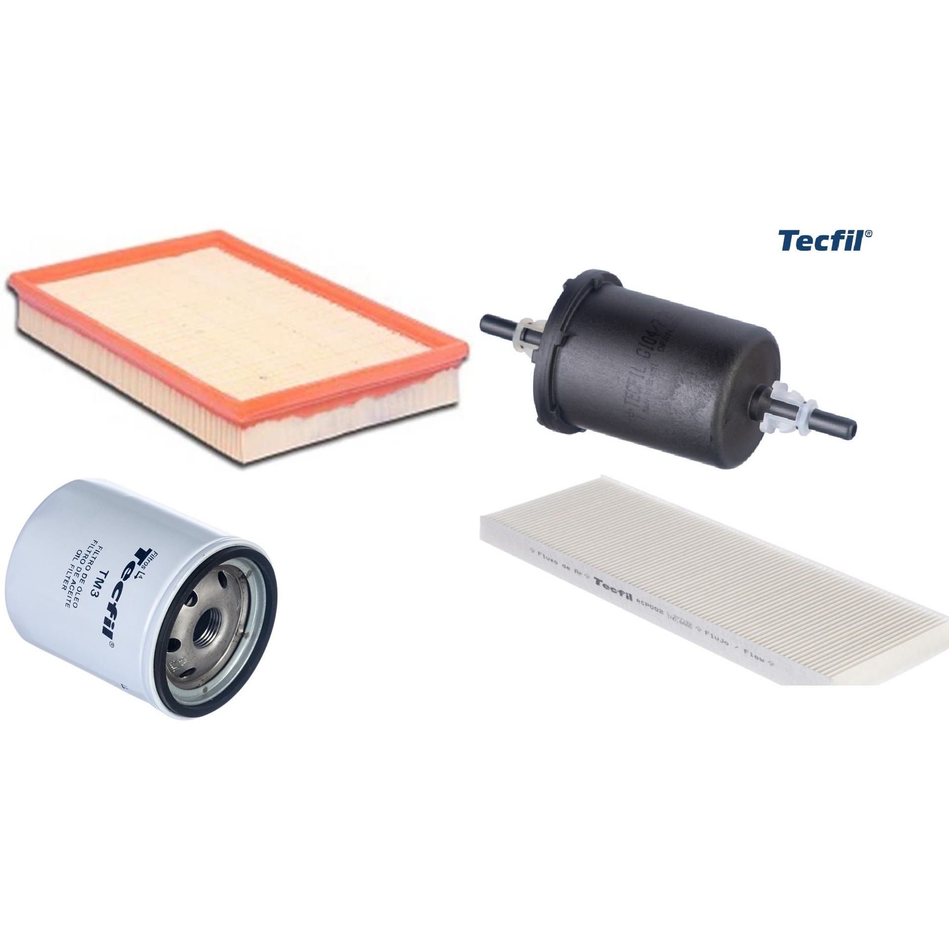 Kit Filtros de Ar do Motor, Óleo, Cabine e Combustível - Tecfil - ACP002 / ARL8836 / GI04/7 / PSL18M-(TM3)