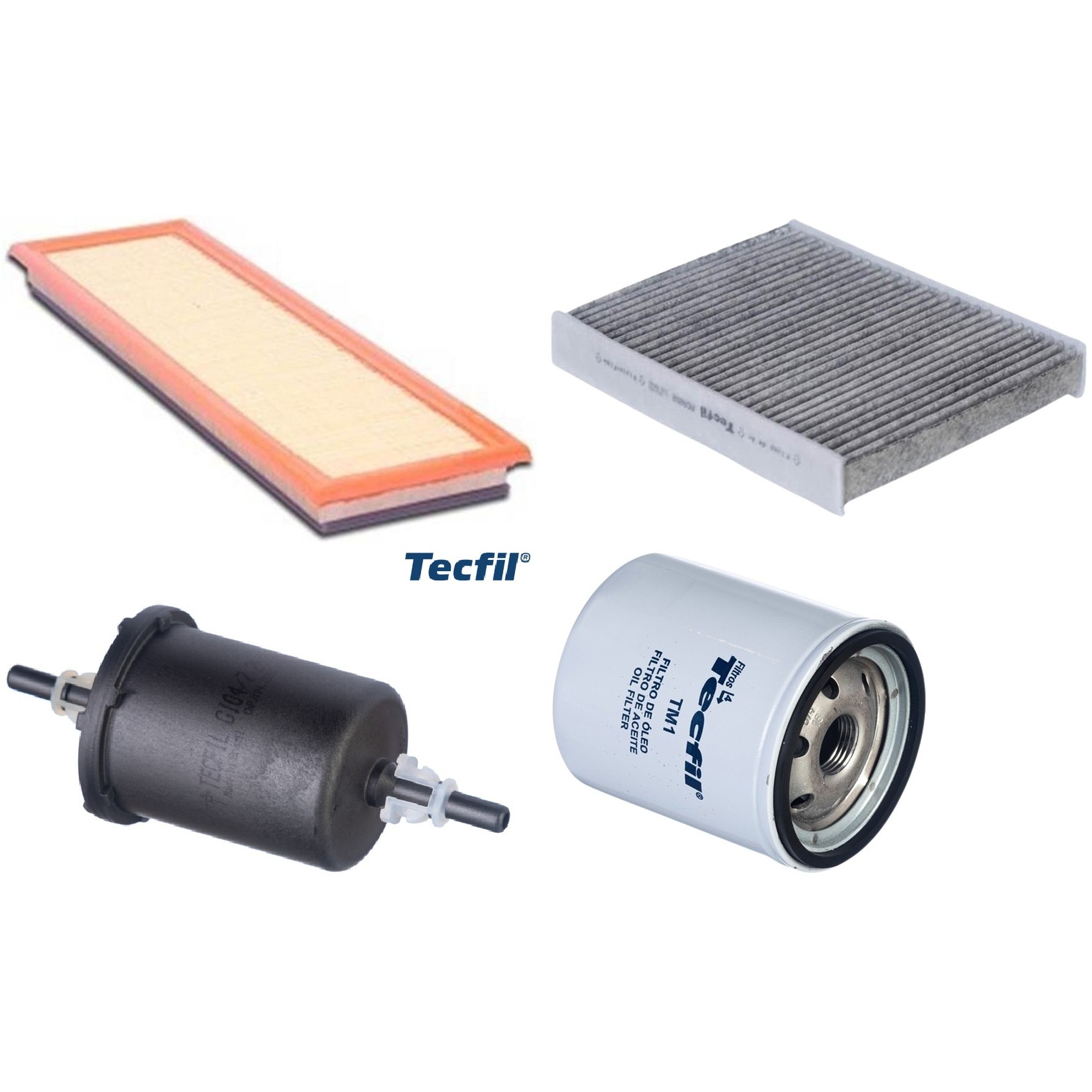 Kit Filtros de Ar do Motor, Óleo, Cabine e Combustível - Tecfil - ACA202 / ARL9608 / GI04/7 / PSL34M-(TM1)