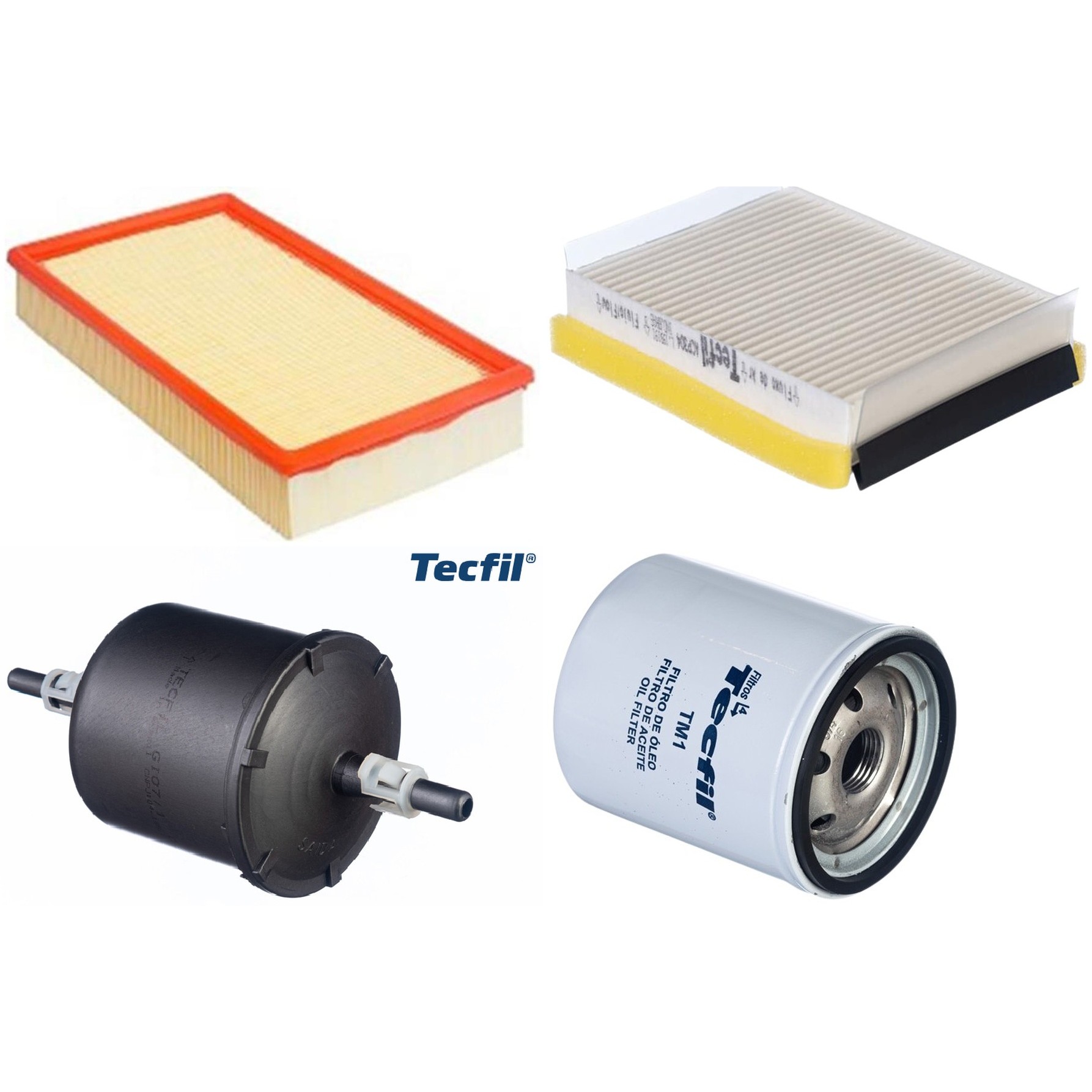 Kit Filtros de Ar do Motor, Óleo, Cabine e Combustível - Tecfil - ACP304 / ARL6091 / GI07/1 / PSL34M-(TM1)