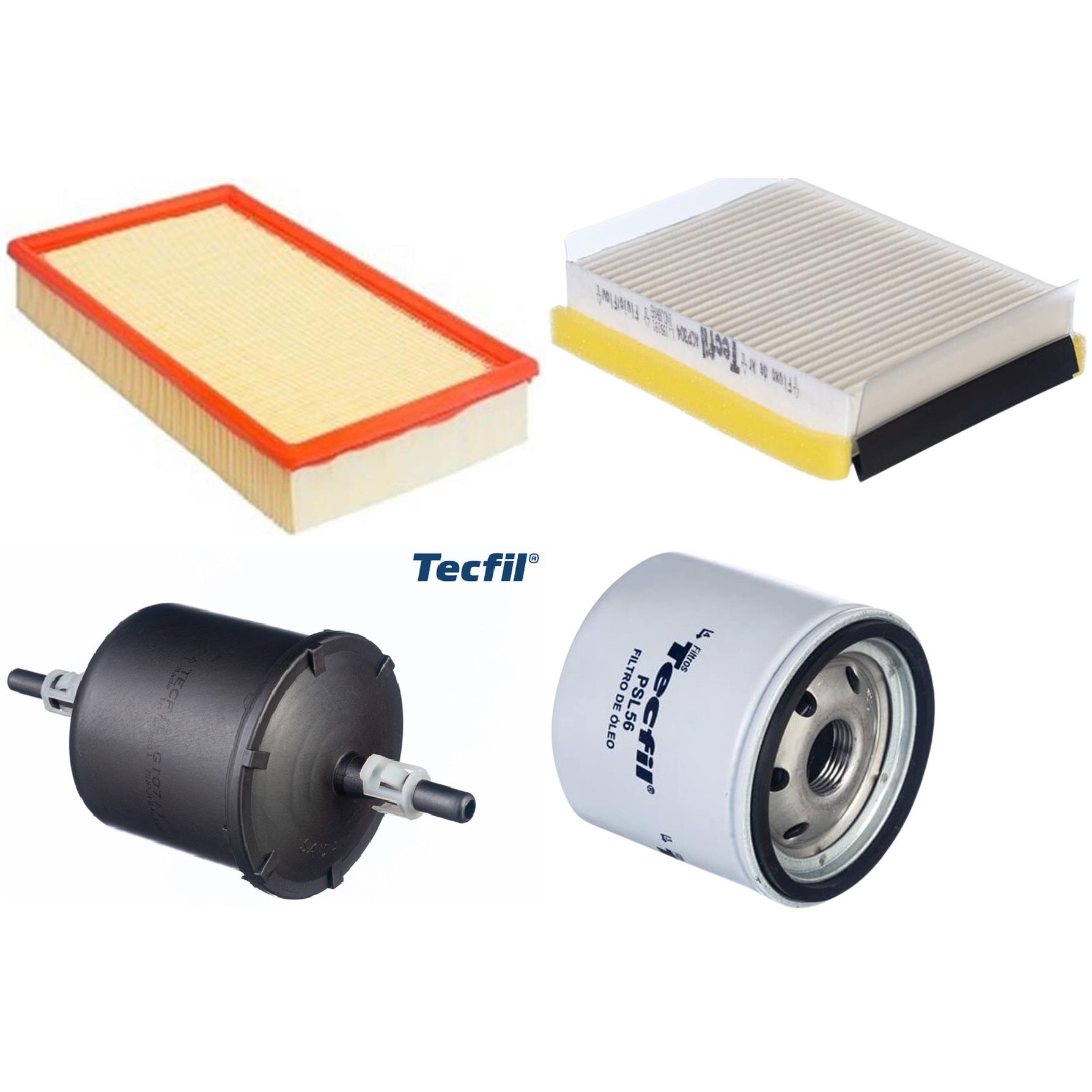 Kit Filtros de Ar do Motor, Óleo, Cabine e Combustível - Tecfil - ACP304 / ARL6091 / GI07/1 / PSL56