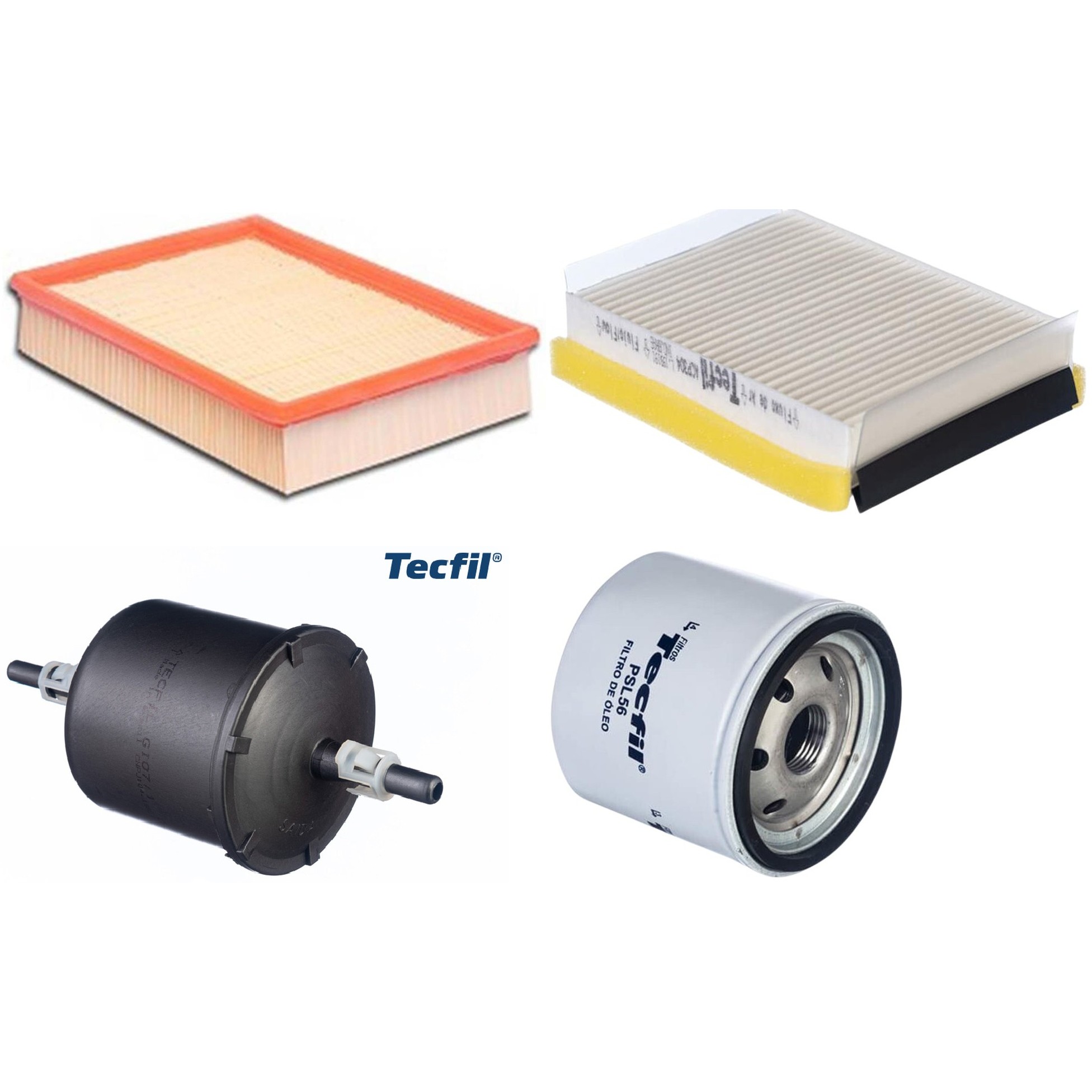 Kit Filtros de Ar do Motor, Óleo, Cabine e Combustível - Tecfil - ACP304 / ARL6090 / GI07/1 / PSL56