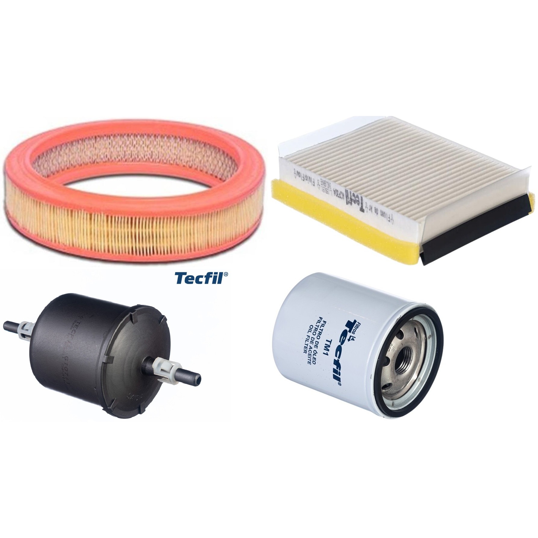 Kit Filtros de Ar do Motor, Óleo, Cabine e Combustível - Tecfil - ACP304 / AR9620 / GI07/1 / PSL34M-(TM1)